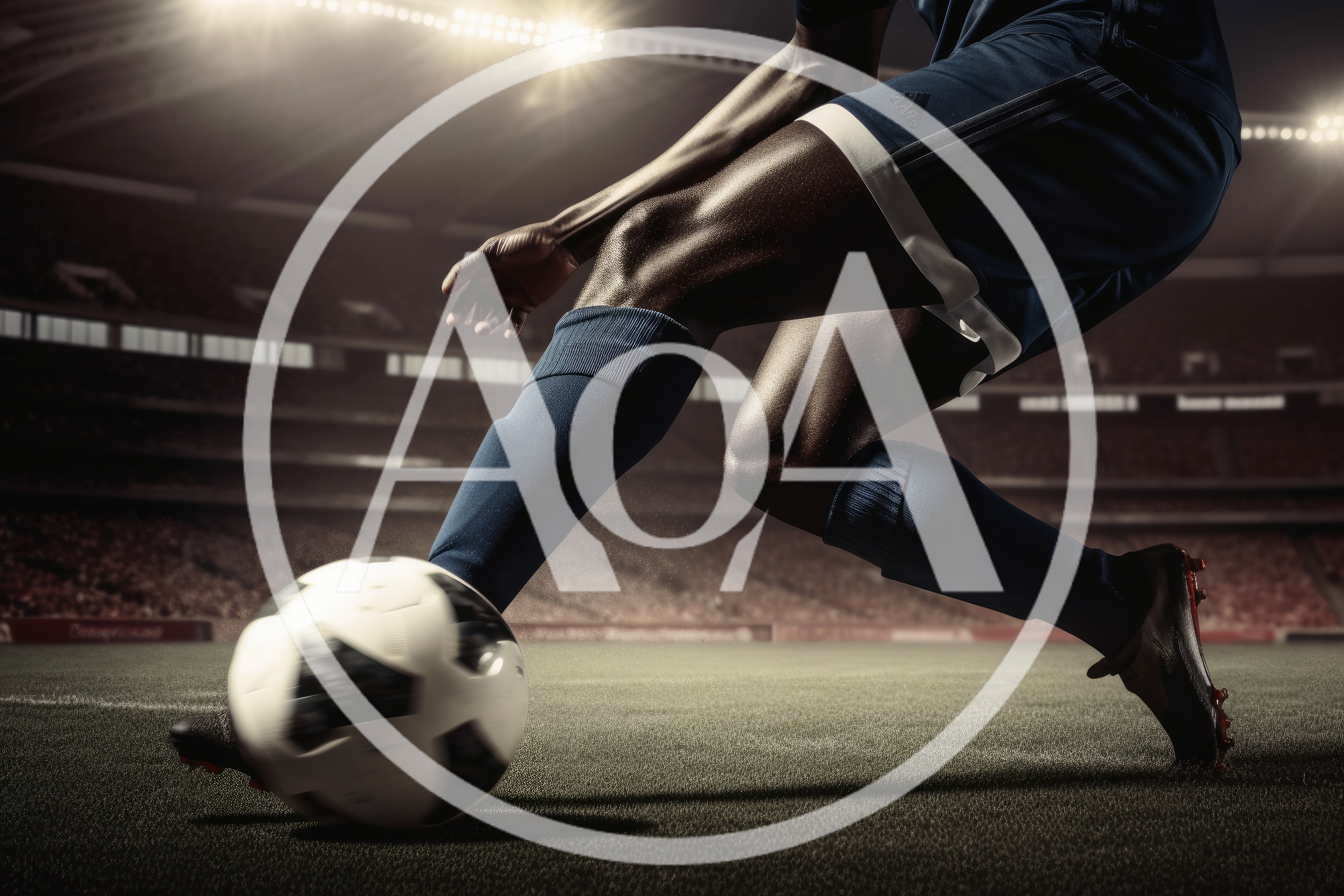 Professional Soccer Player Kicking Ball In Stadium