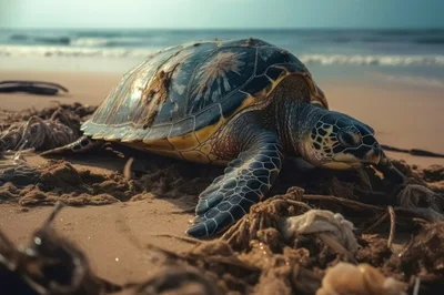 Sea Turtle Resting On A Sandy Beach