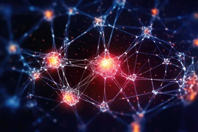 Abstract Neural Network Connection With Glowing Nodes