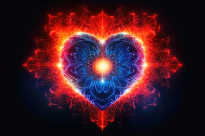 Glowing Abstract Heart Mandala With Radiant Energy
