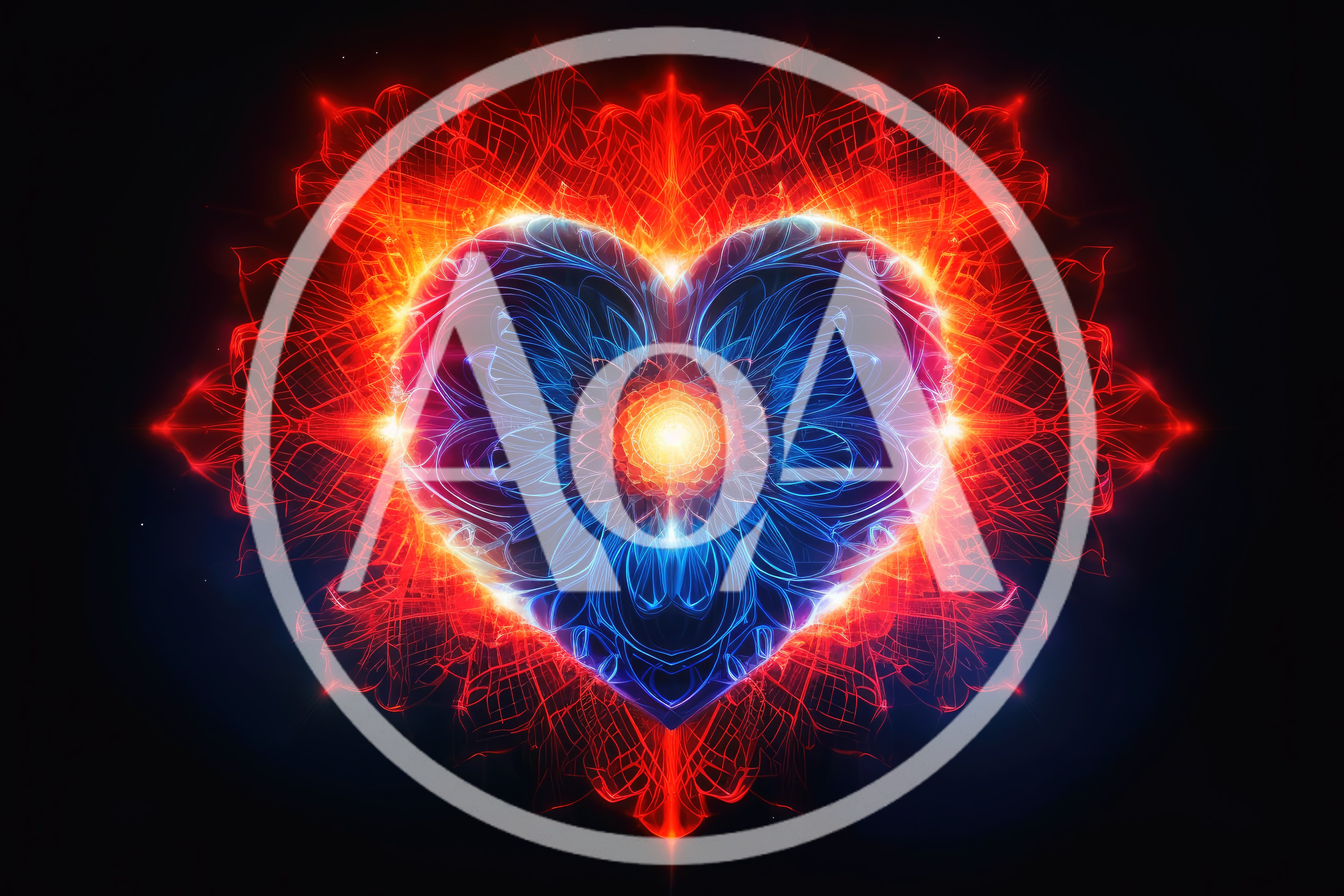 Glowing Abstract Heart Mandala With Radiant Energy