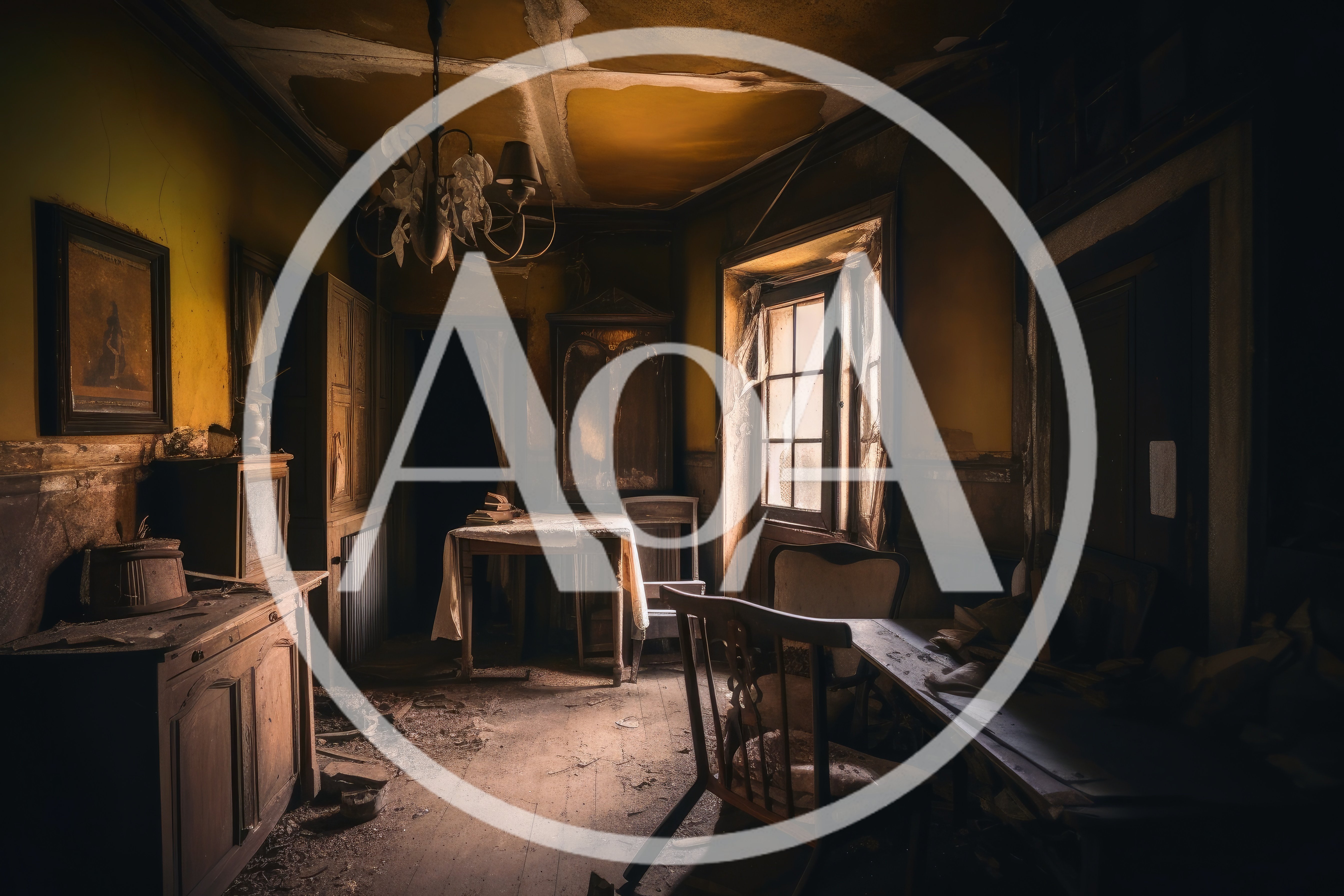 Abandoned Dilapidated Room With Vintage Furniture