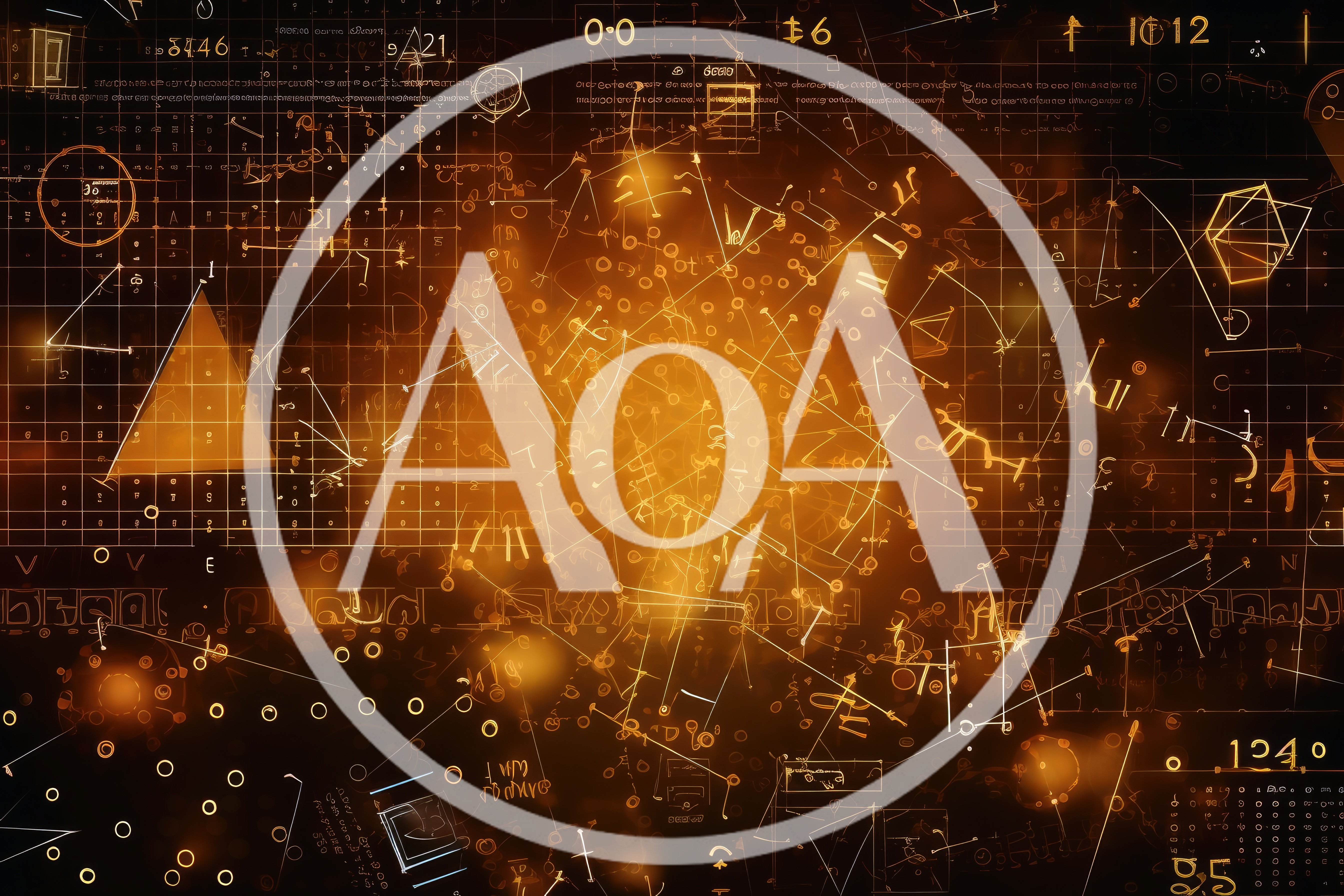 Abstract Golden Mathematical Formulas And Geometric Diagrams