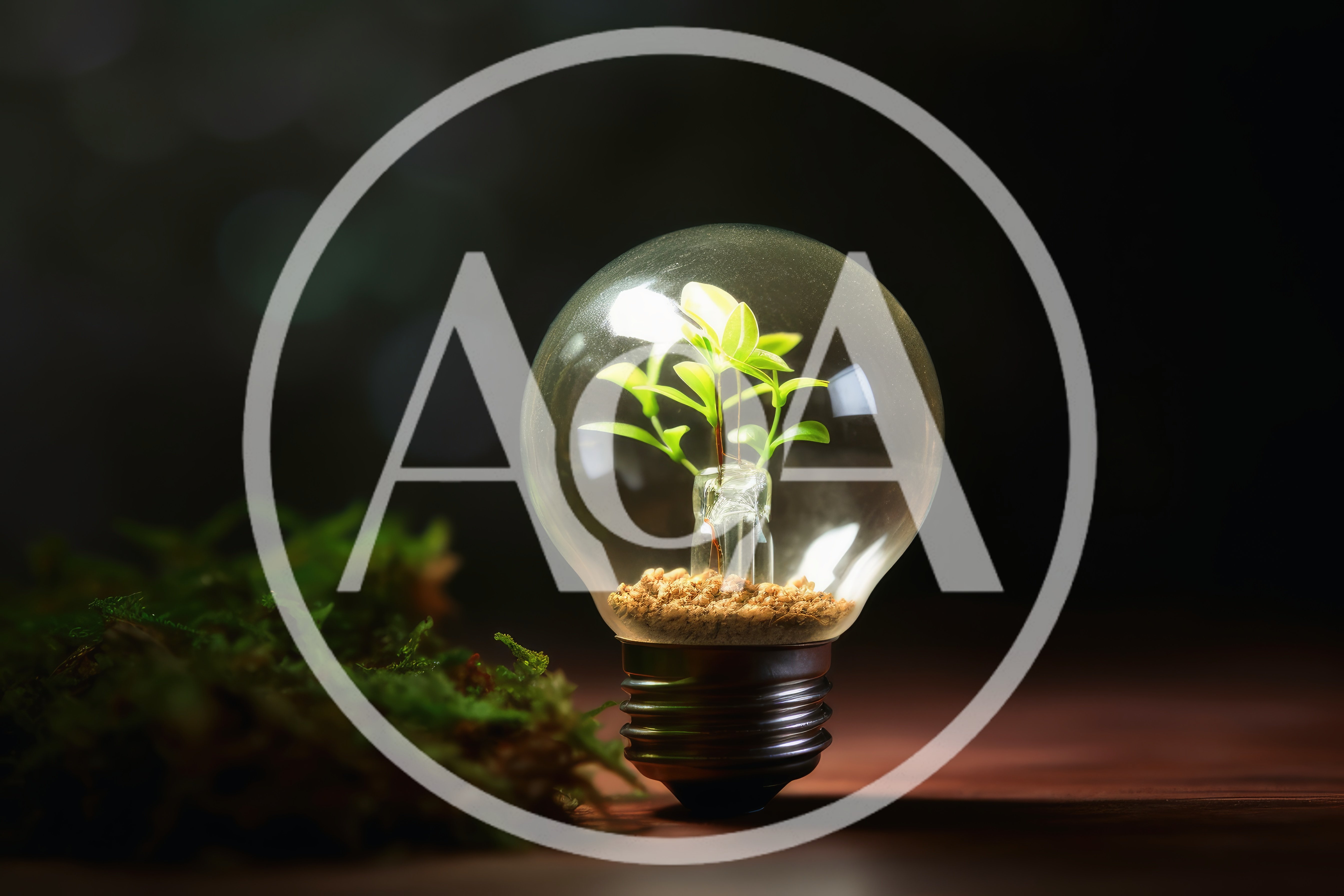 Small Green Plant Growing Inside A Light Bulb