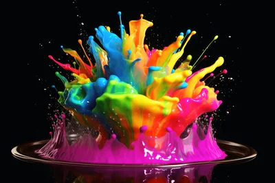 Vibrant Multi-Colored Paint Splash Explosion