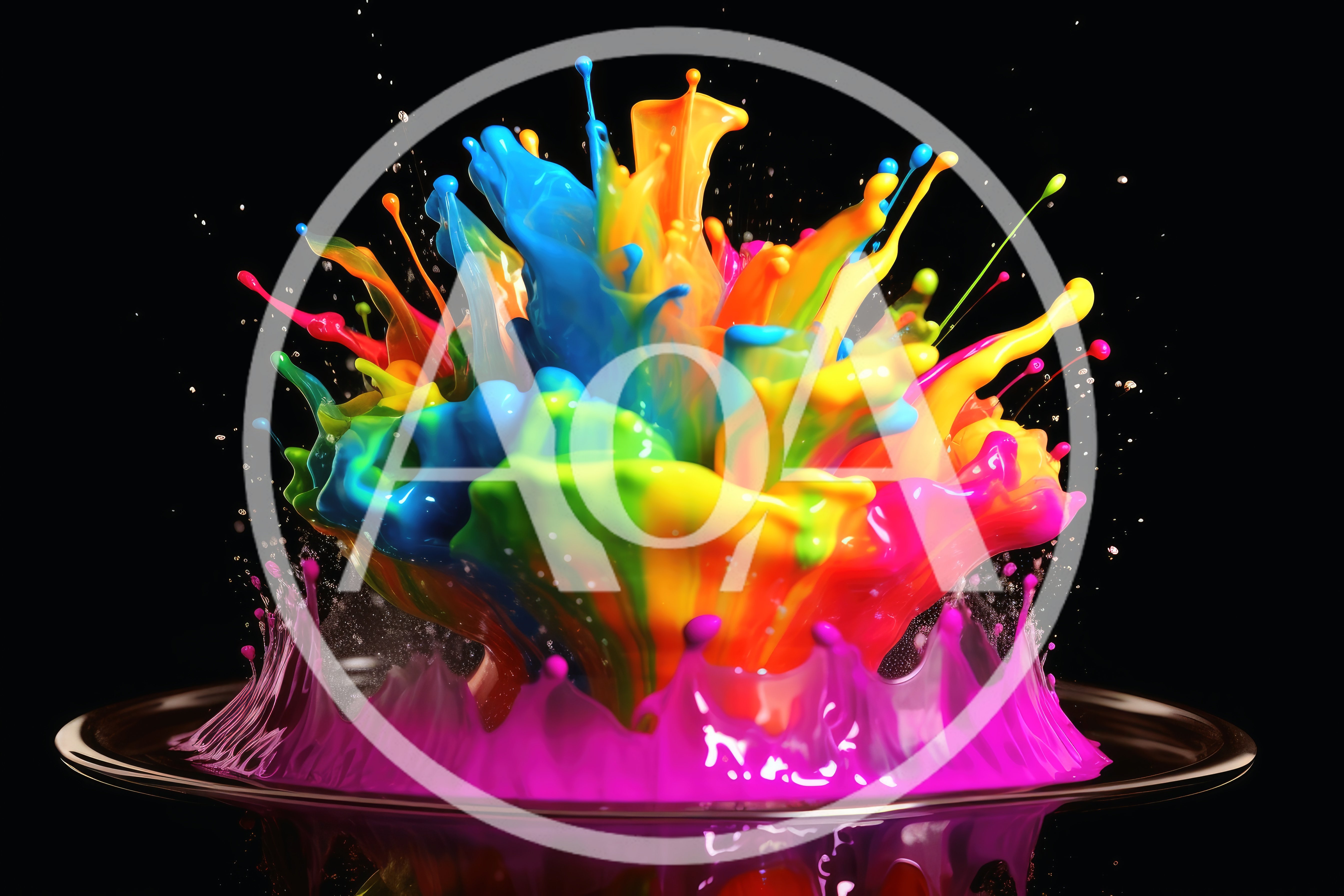 Vibrant Multi-Colored Paint Splash Explosion