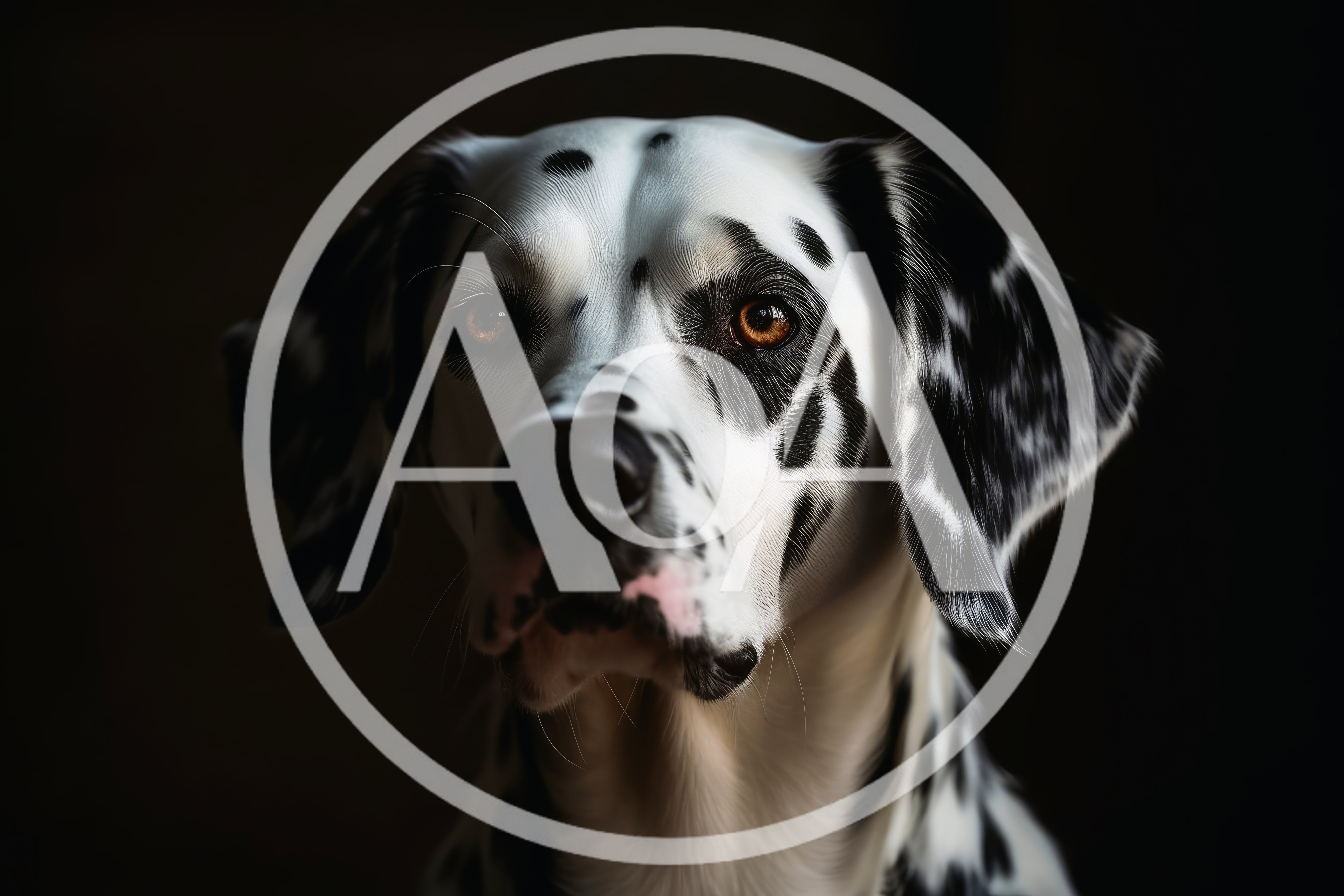 Portrait Of A Dalmatian Dog Against Dark Background