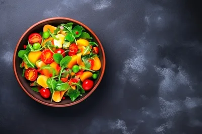 Fresh Vegetable Salad in a Rustic Bowl