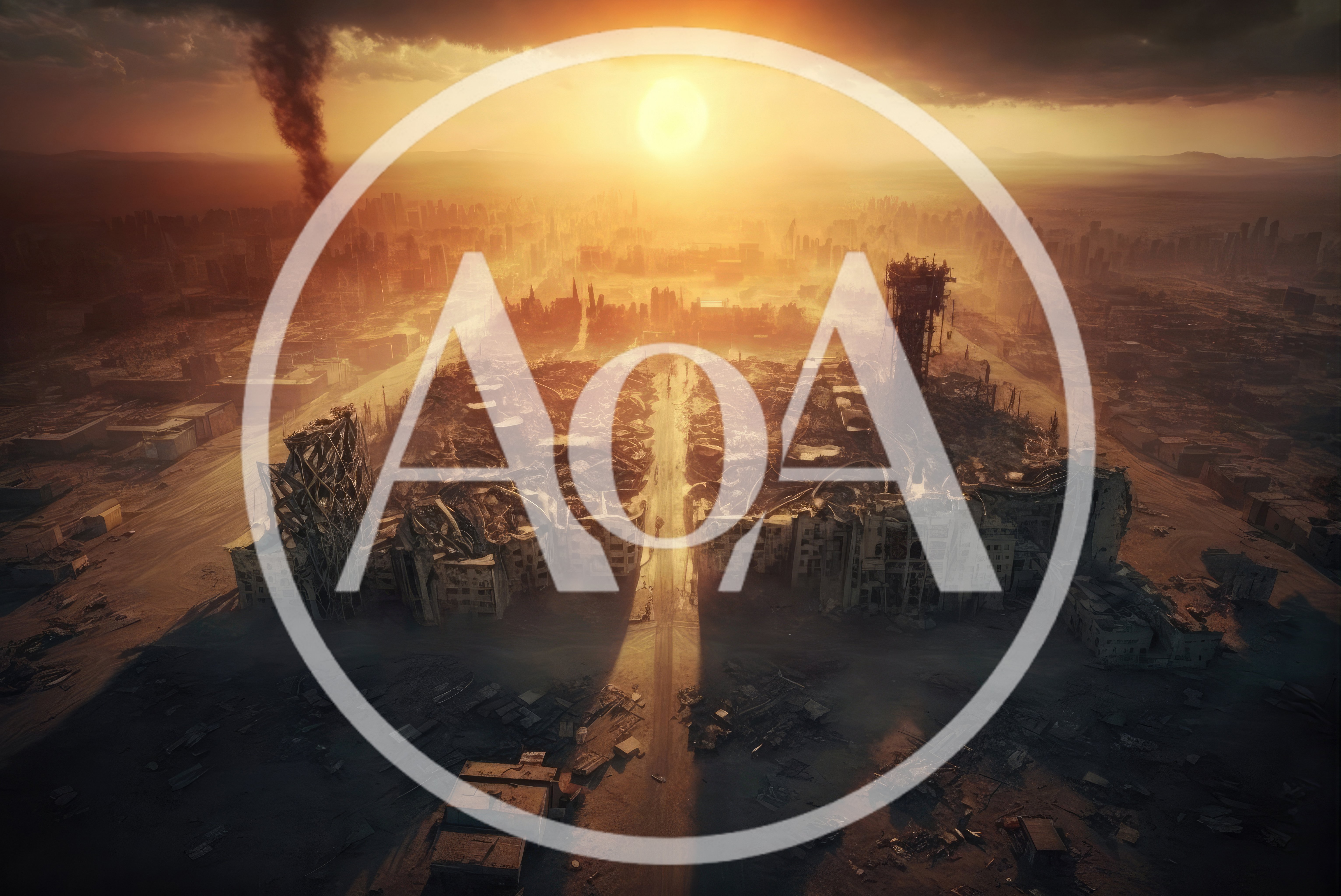 Aerial View Of A Post Apocalyptic Ruined City
