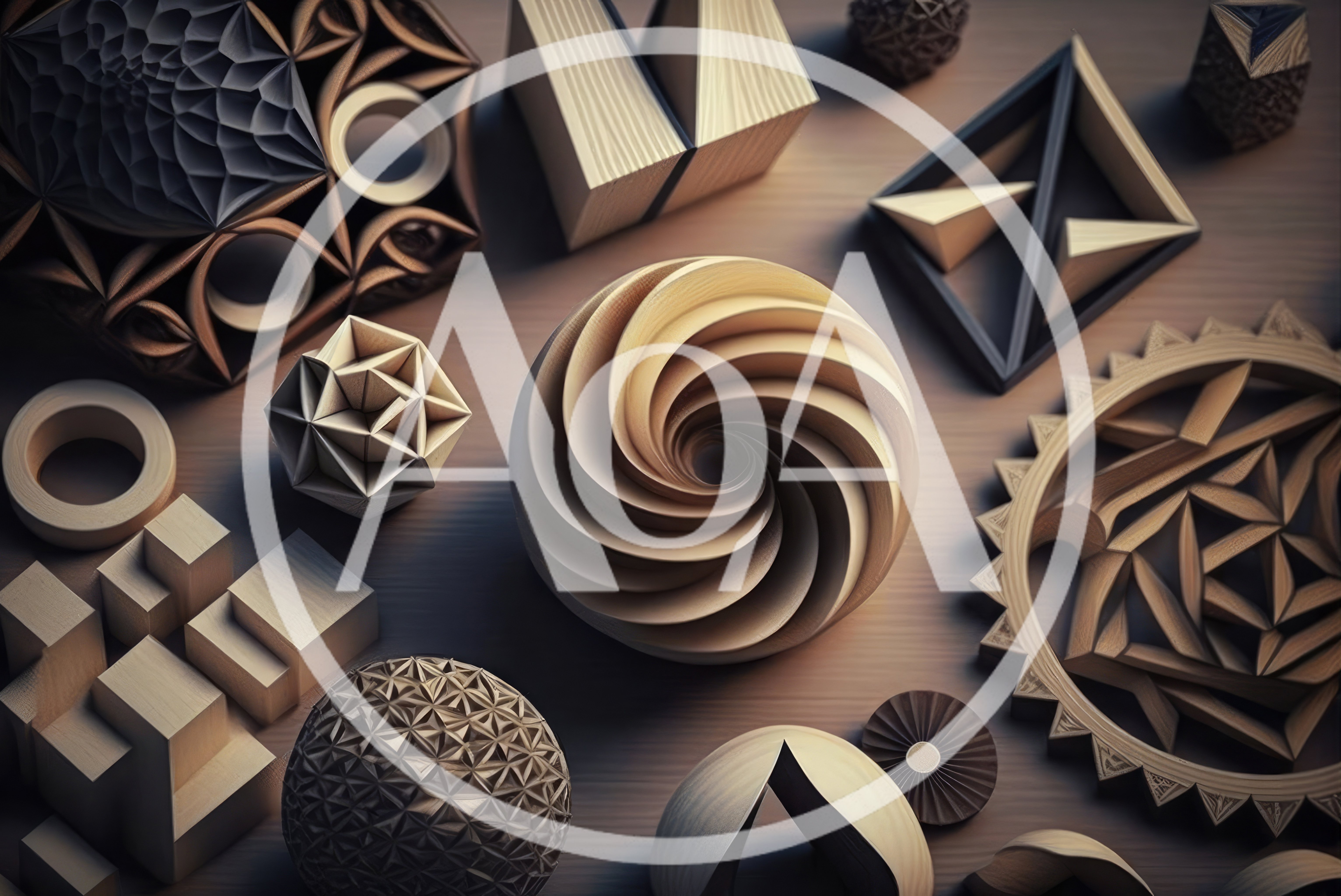 Collection Of Intricate Geometric Wooden Sculptures