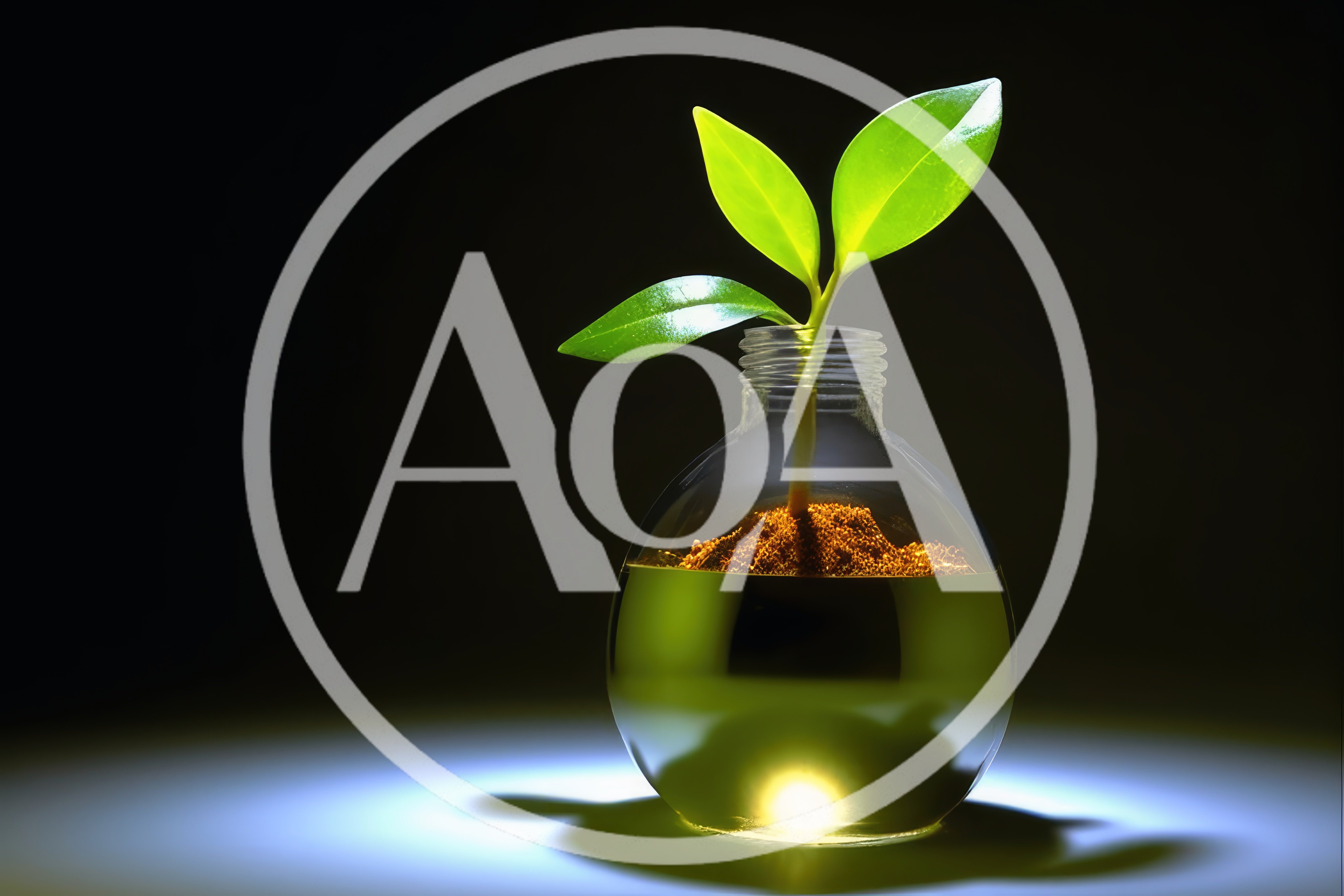 Small Green Plant Growing Inside A Glass Bottle