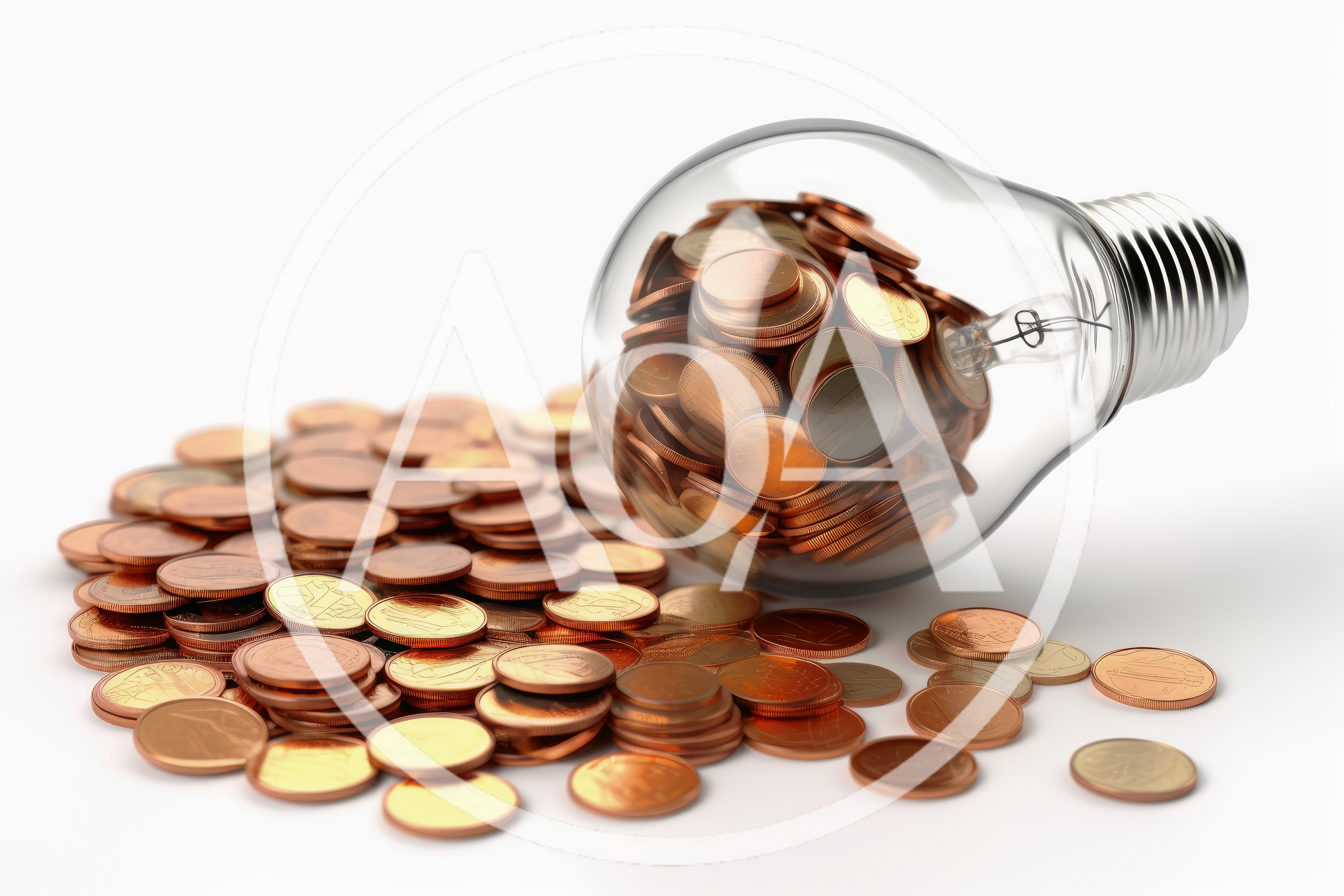Light Bulb Filled With Copper Coins