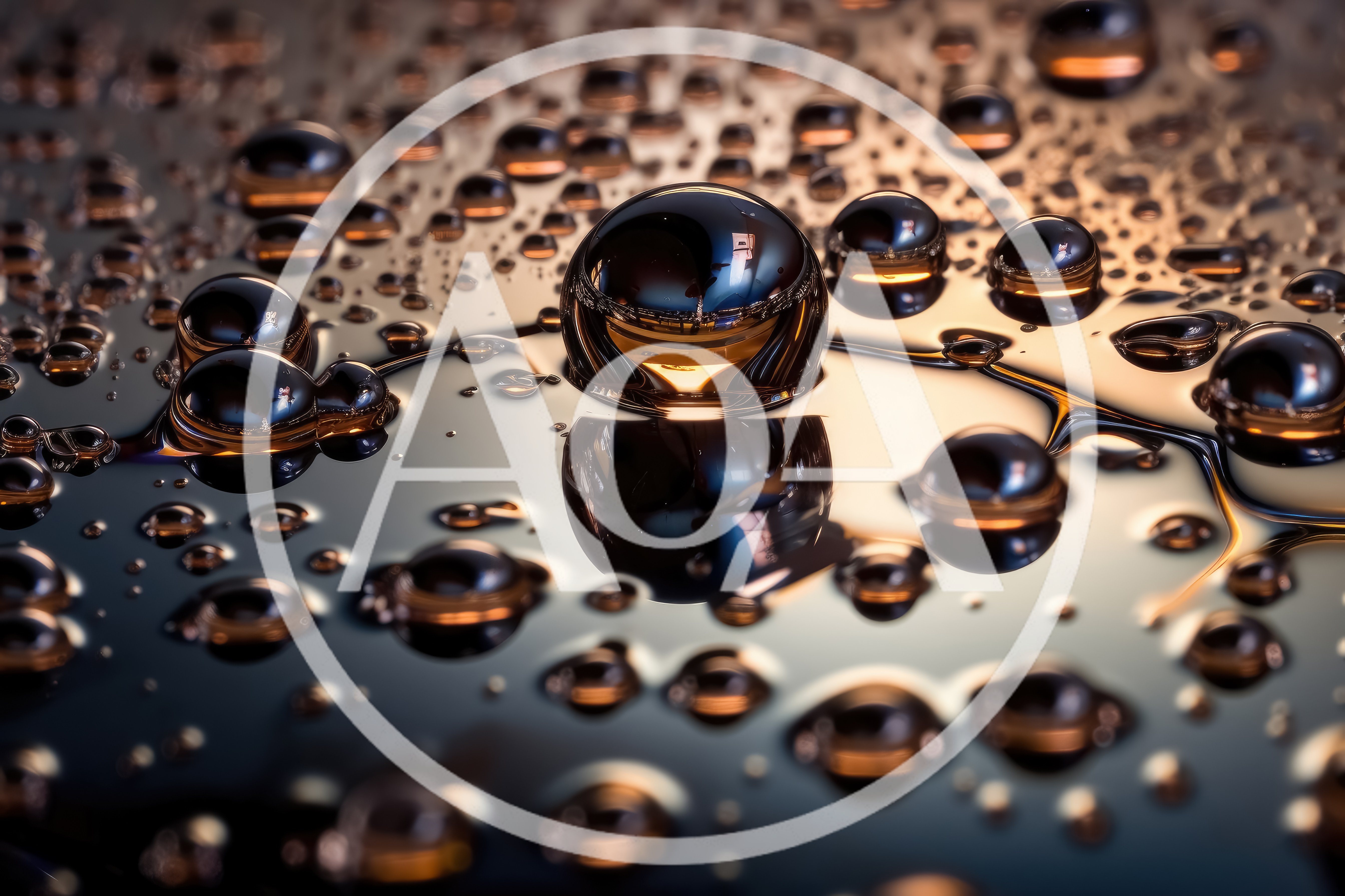 Macro Close Up Of Water Droplets On Reflective Surface