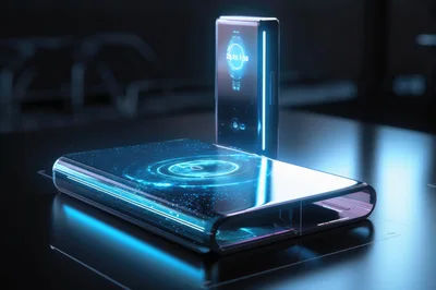 Futuristic Foldable Smartphone With Holographic Interface