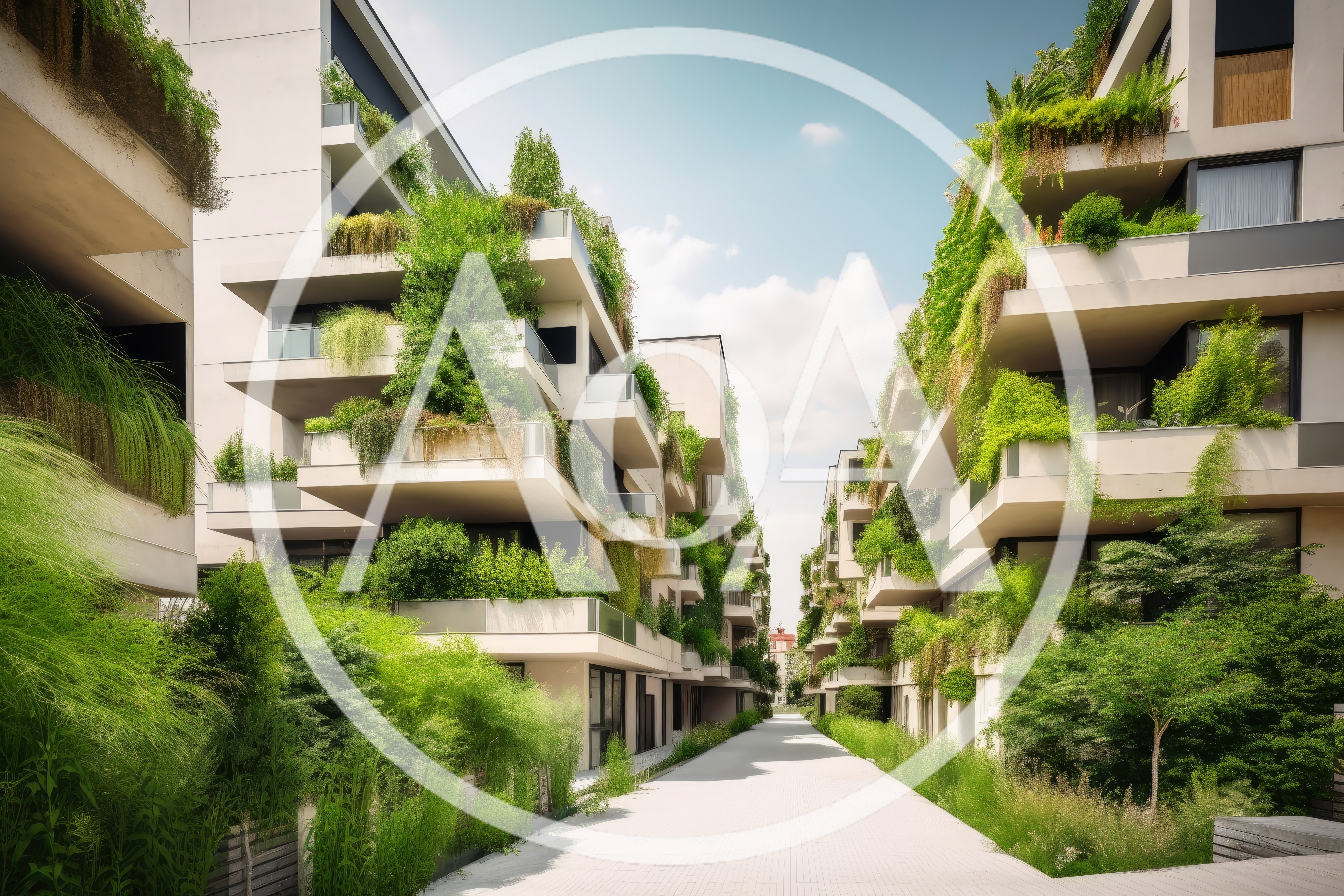 Modern Residential Buildings With Lush Vertical Gardens