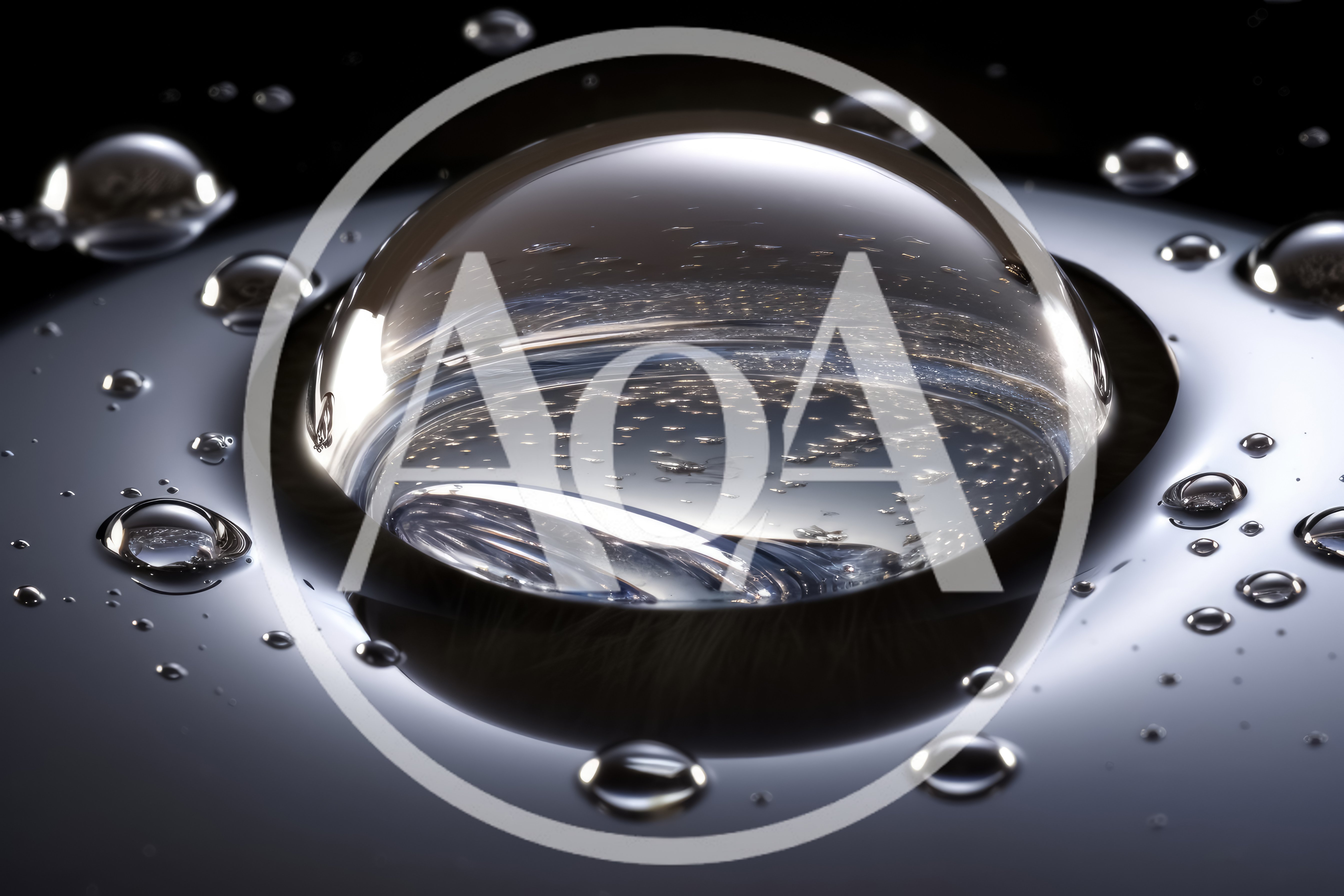 Macro View Of A Large Water Droplet On Metal