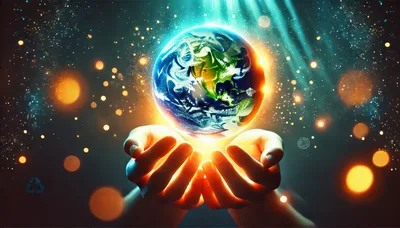 Human Hands Holding A Glowing Earth Globe