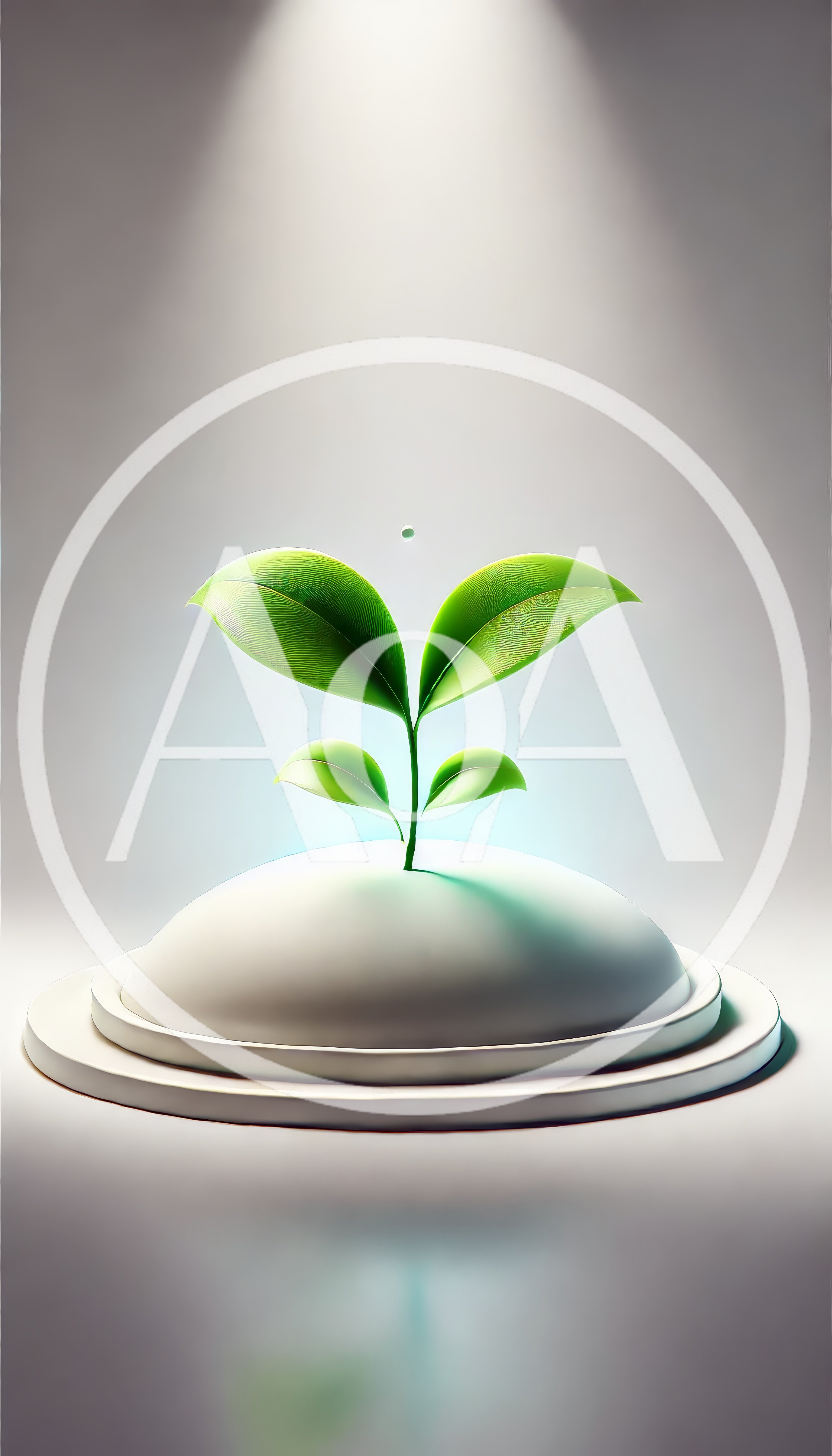 Small Green Sprout Growing On A Minimalist White Pedestal