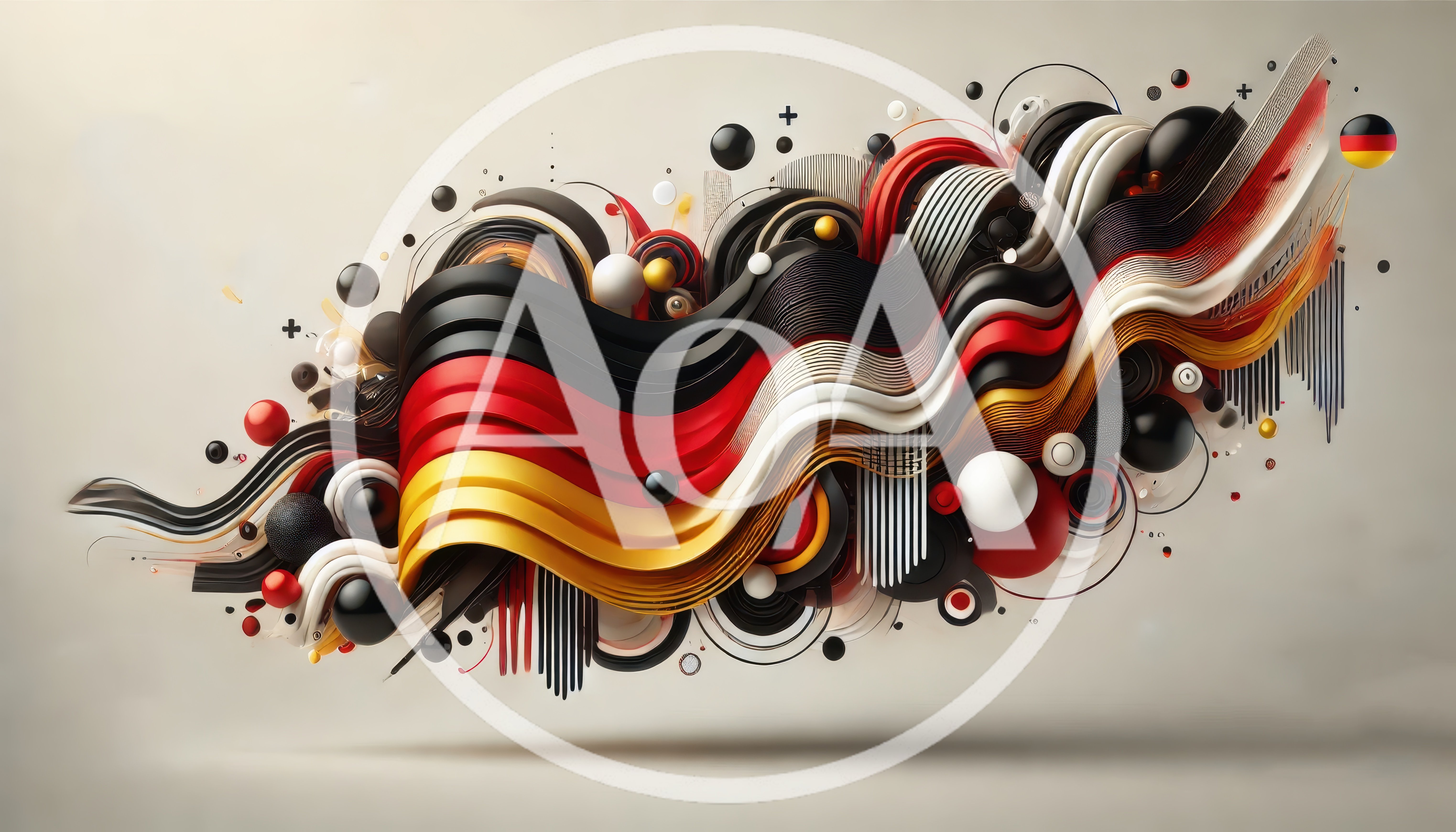 Abstract German Flag Wave With Geometric Spheres