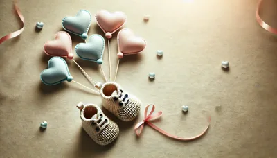 Baby Shoes With Heart Shaped Balloons