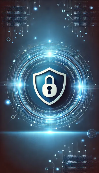 Digital Security Shield With Glowing Cybernetic Circuitry