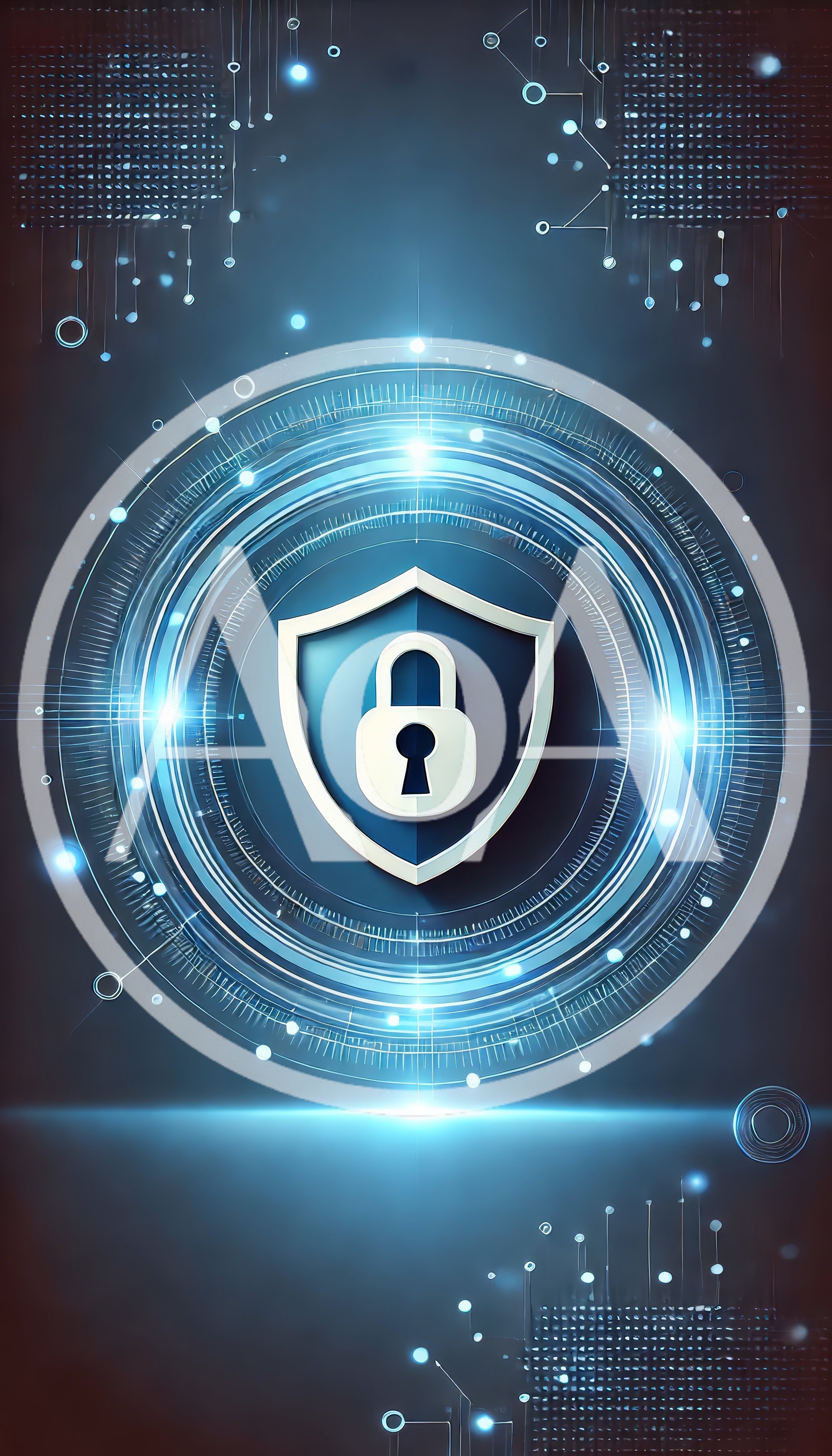 Digital Security Shield With Glowing Cybernetic Circuitry