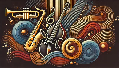 Abstract Jazz Music Illustration With Musical Instruments