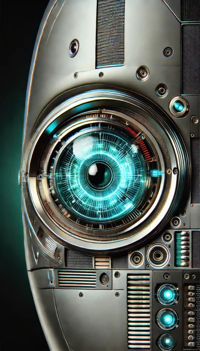 Futuristic Robotic Eye With Glowing Digital Iris