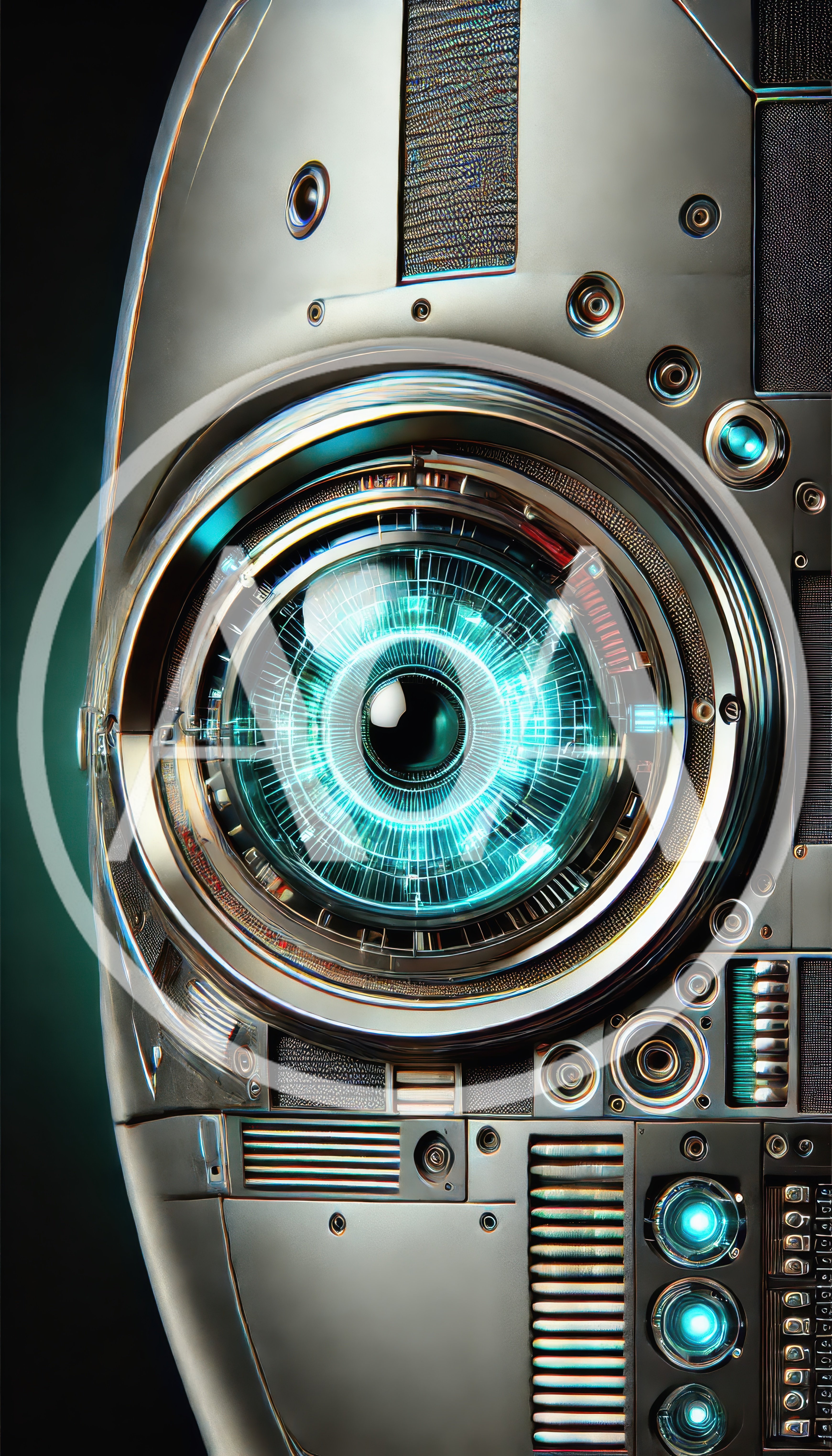 Futuristic Robotic Eye With Glowing Digital Iris