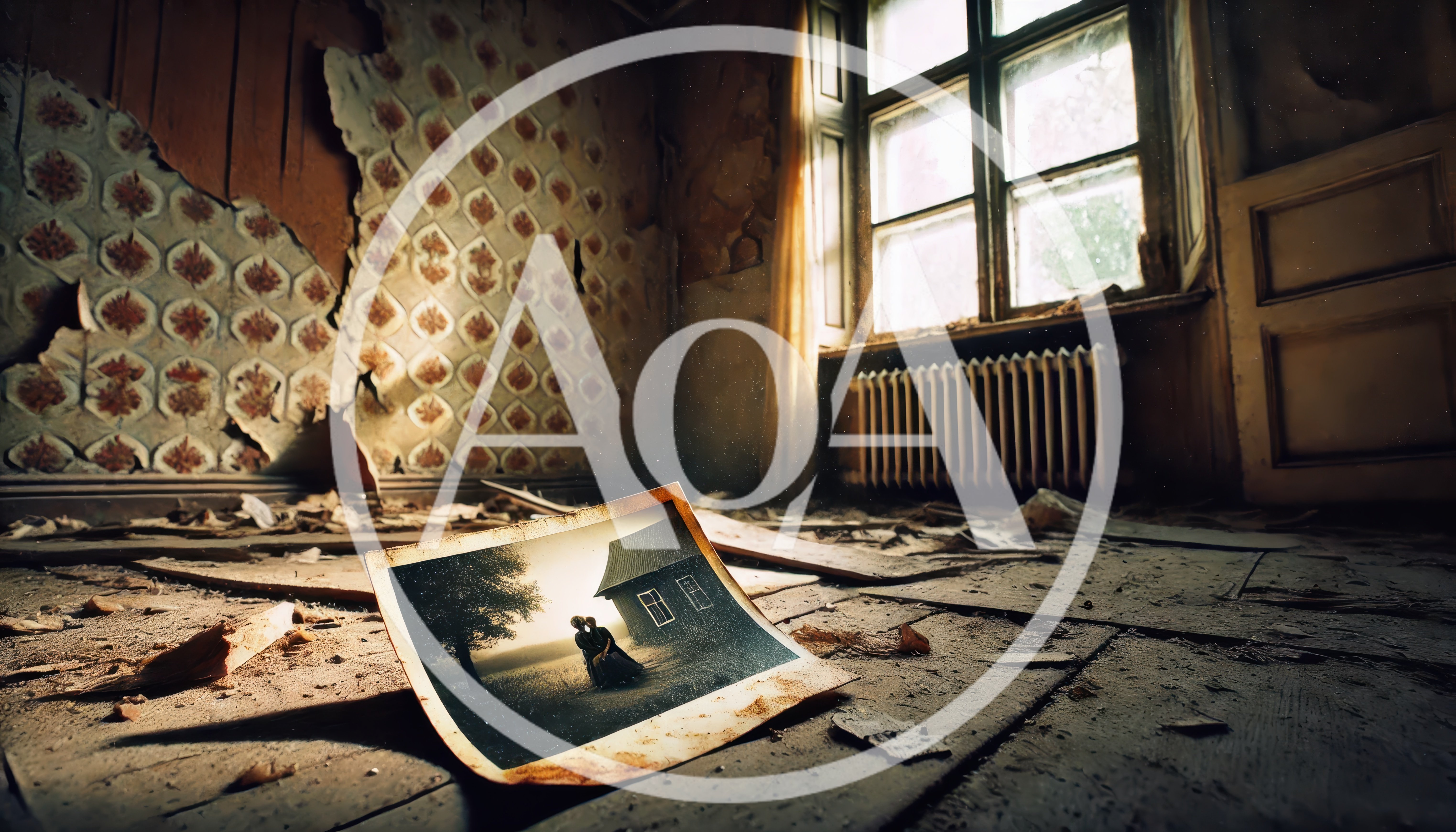 Old Photograph Lying On The Floor Of Abandoned Room