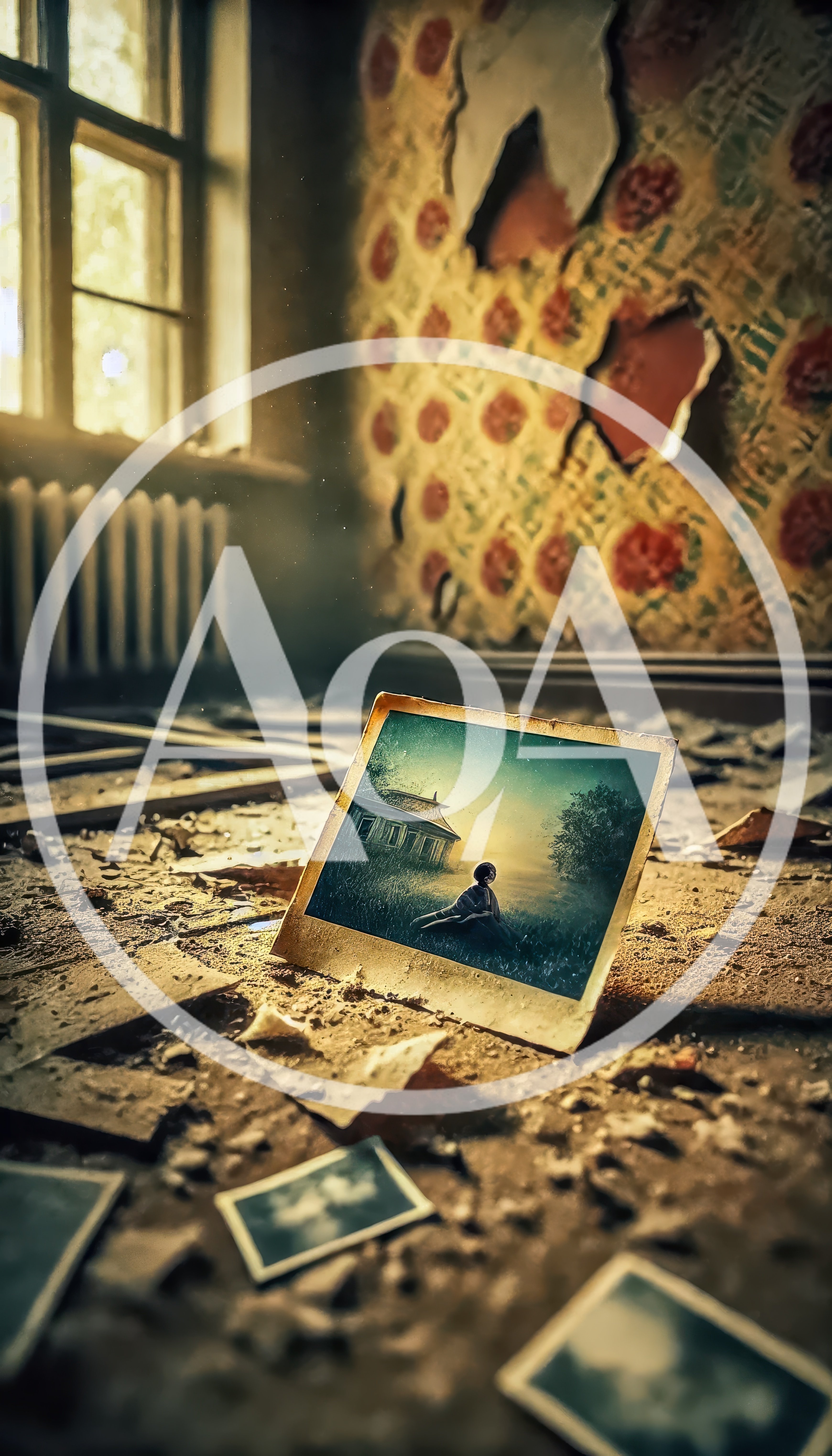 Old Photograph Resting On Debris In Abandoned Room