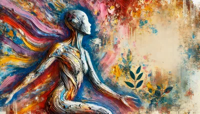 Abstract Artistic Representation Of A Human Figure In Meditation