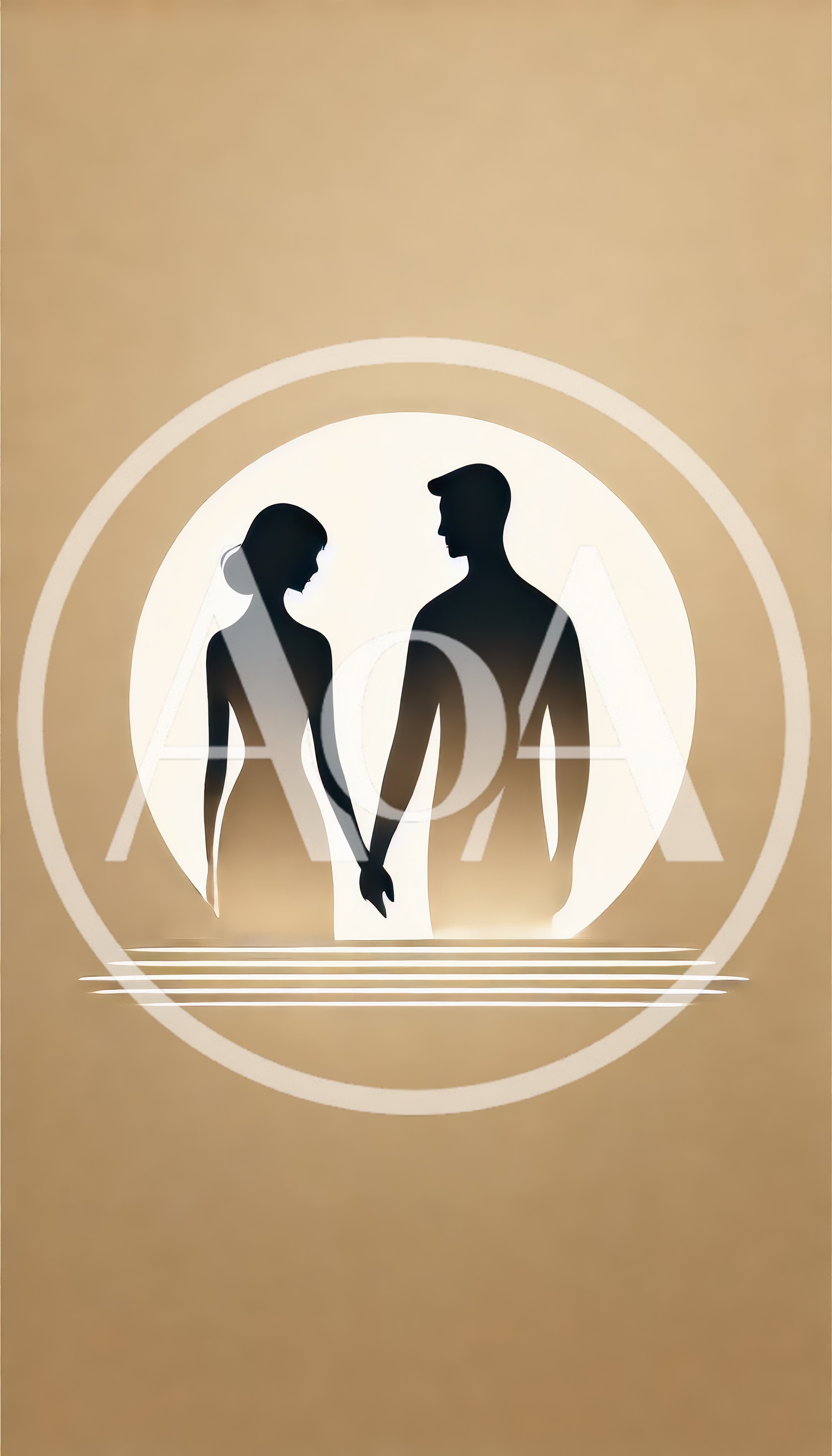 Silhouette Of A Couple Holding Hands Against A Moon