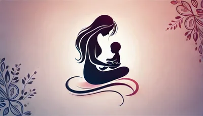 Stylized Silhouette Of A Mother Holding Her Baby
