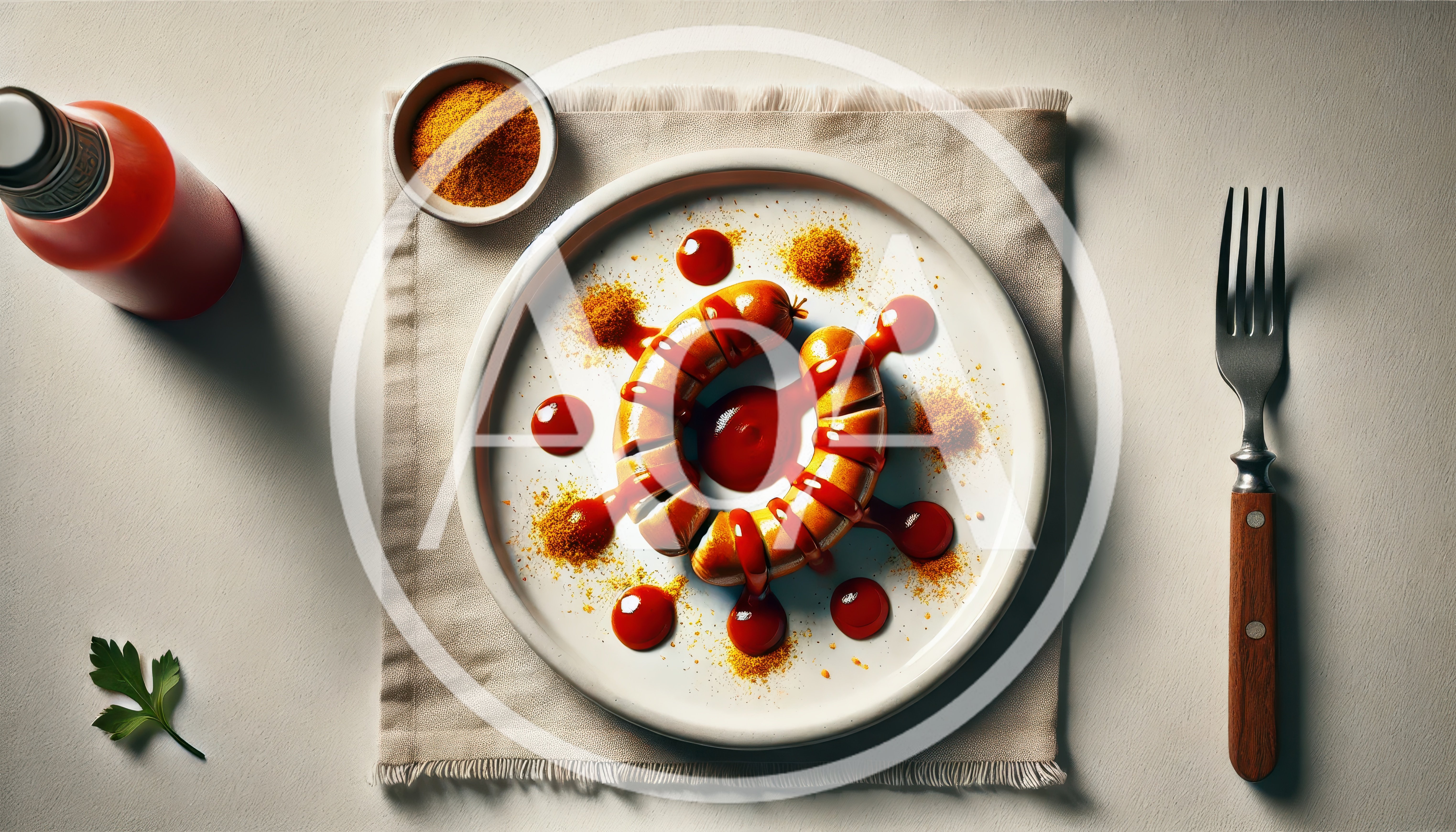 Currywurst Sausage Dish With Ketchup And Curry Powder