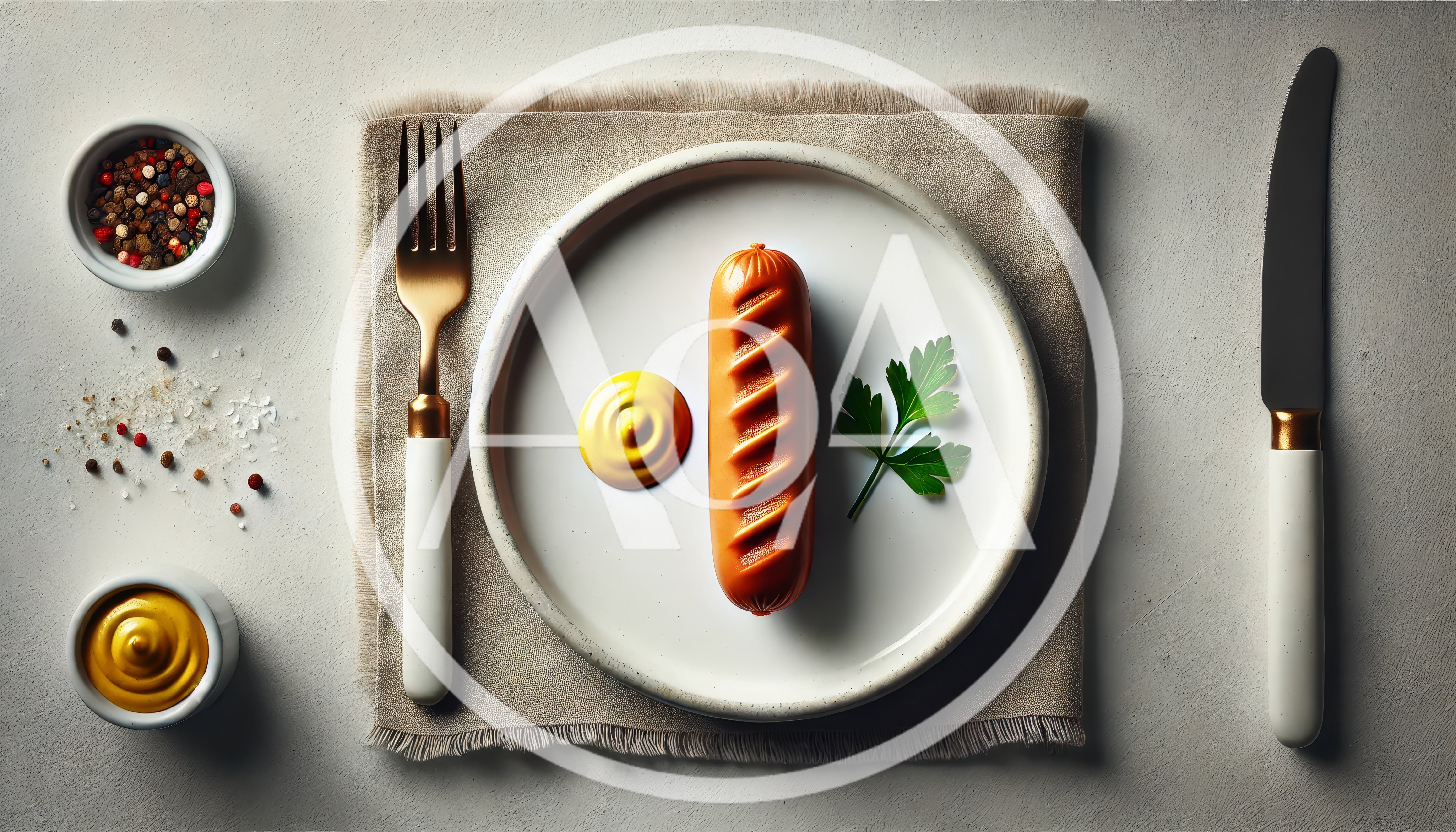 Grilled Sausage Served on a Plate with Mustard