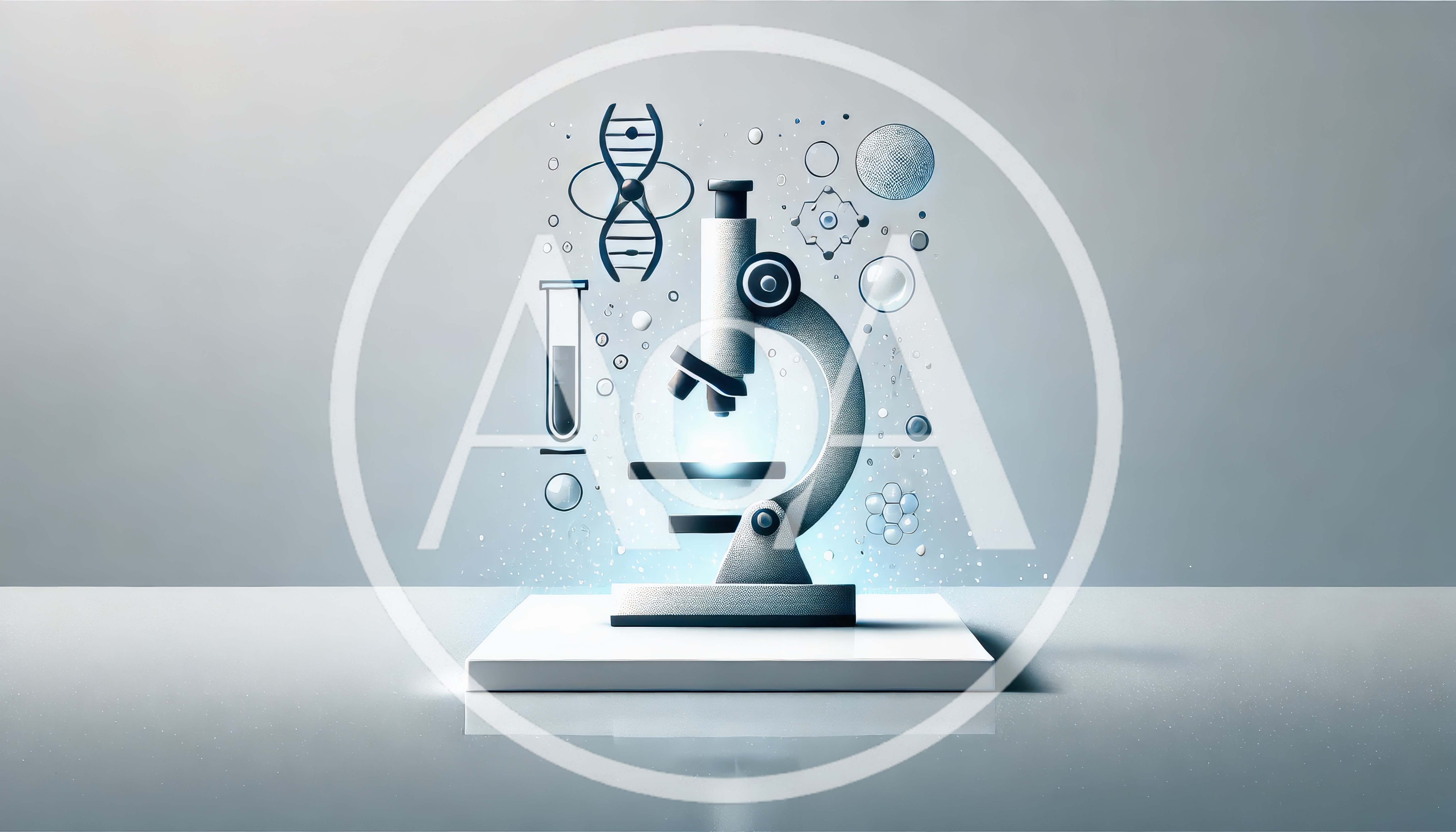 Scientific Microscope With Floating Laboratory Icons