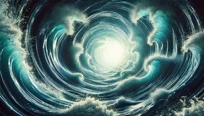 Abstract Swirling Ocean Vortex With Glowing Light Center