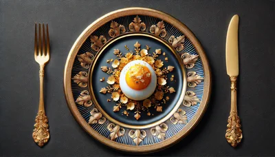 Luxury Plated Egg With Gold Leaf Garnish