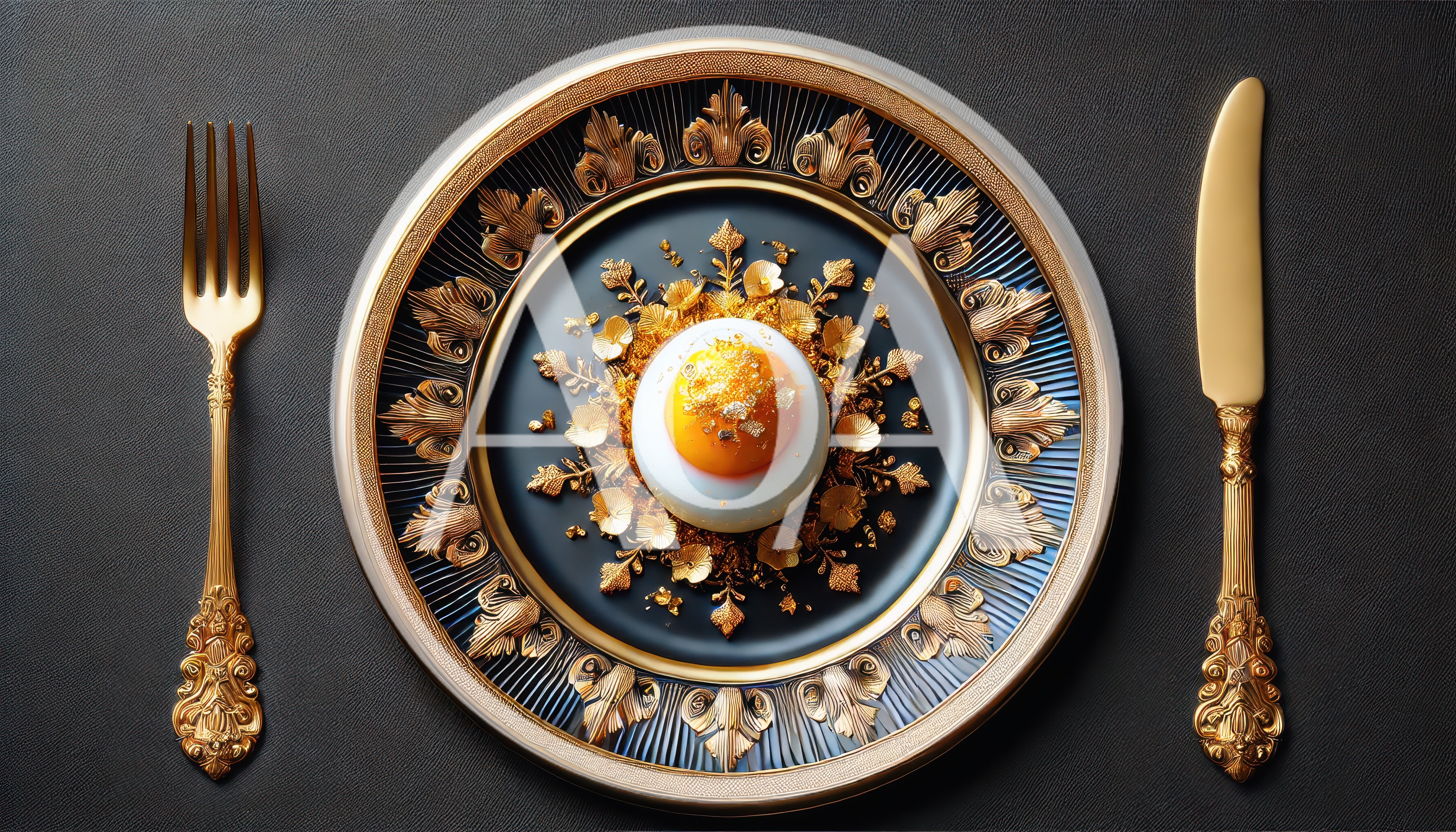 Luxury Plated Egg With Gold Leaf Garnish