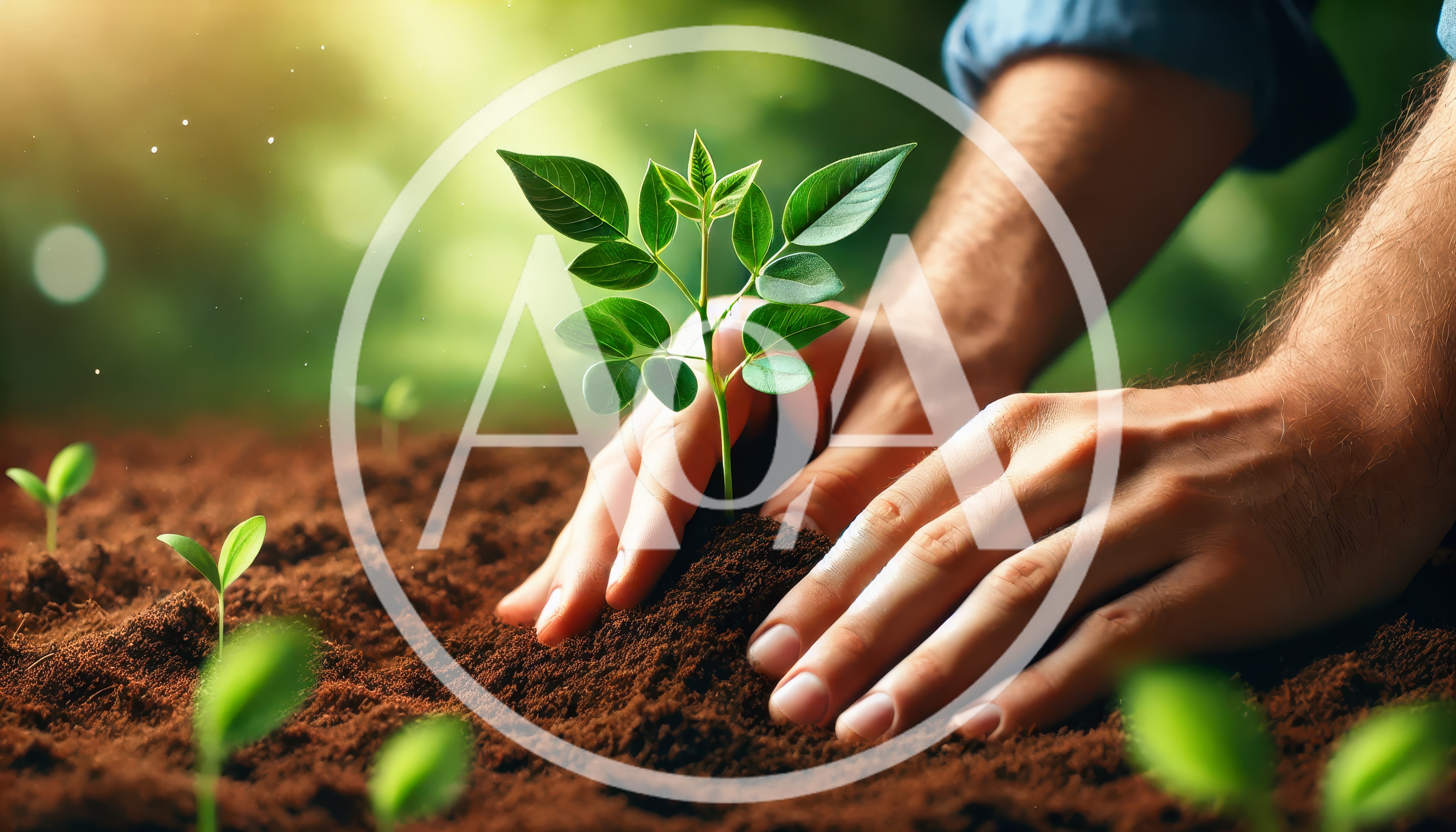 Hands Planting A Young Green Seedling In Soil