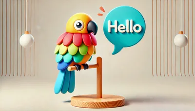 3D Rendered Colorful Parrot With Hello Speech Bubble