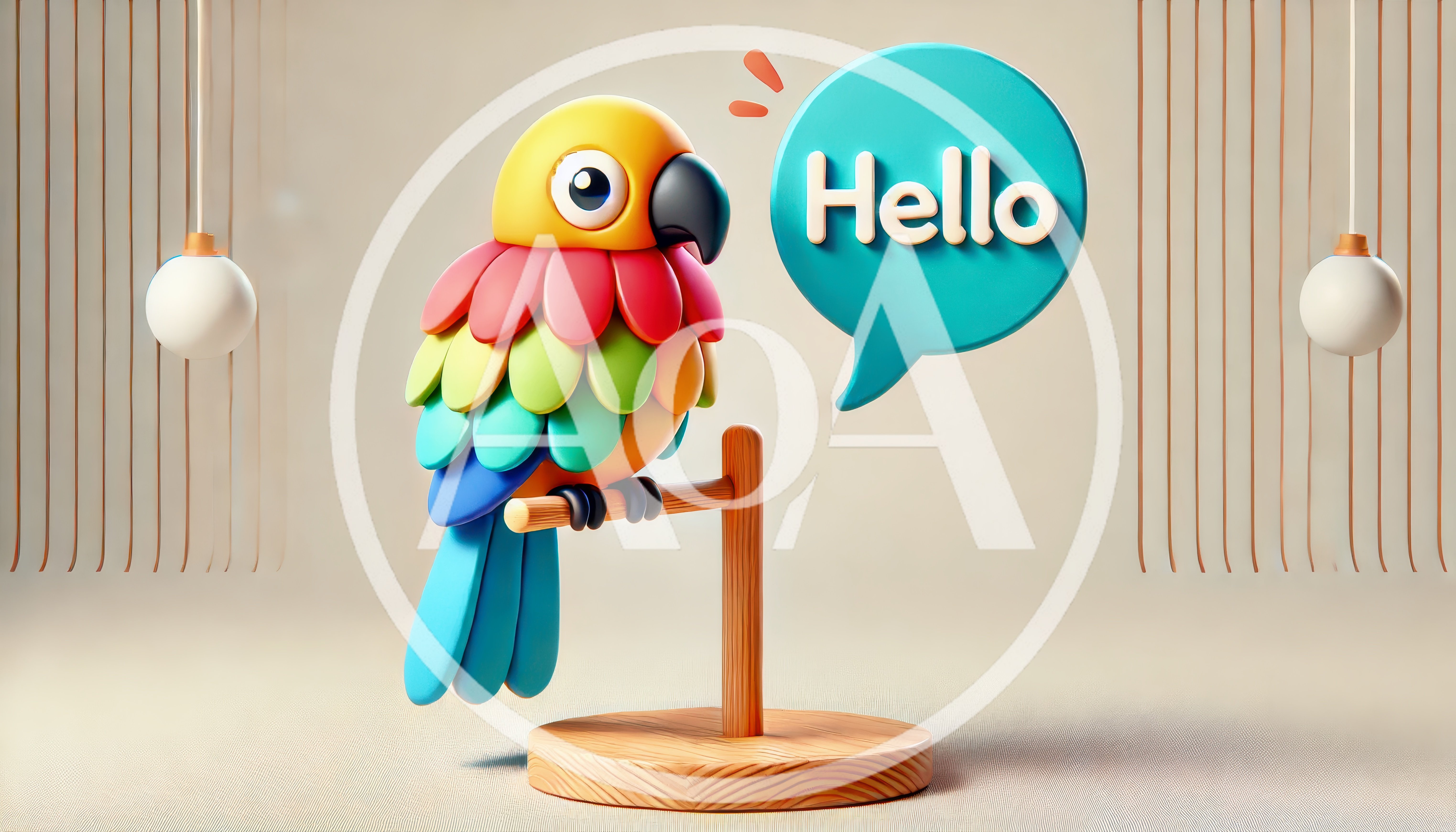 3D Rendered Colorful Parrot With Hello Speech Bubble