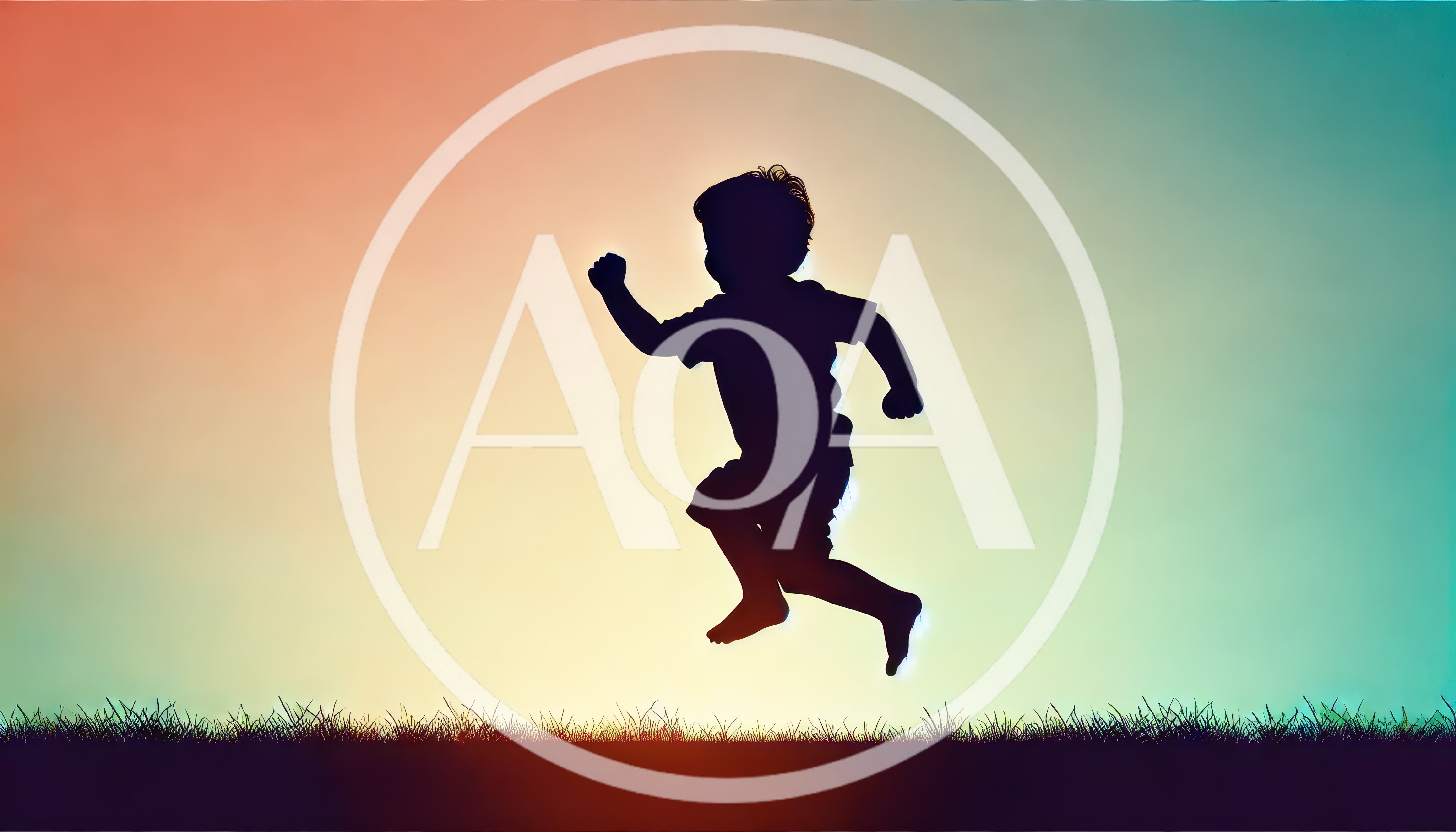 Silhouette of a Young Child Jumping Outdoors