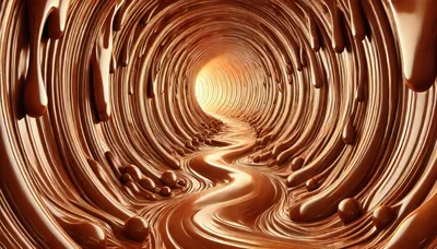 Abstract Tunnel Of Flowing Liquid Chocolate
