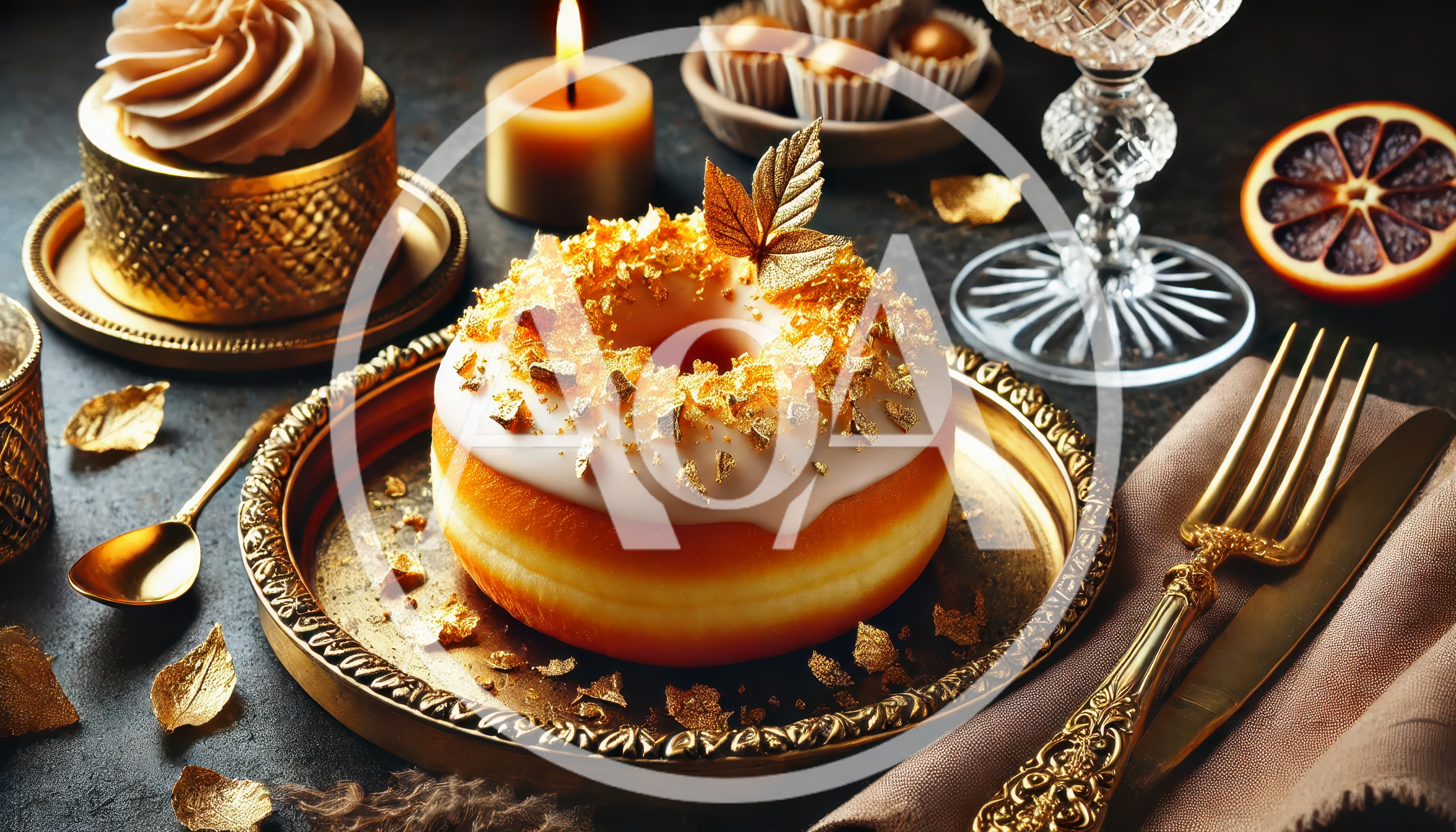 Gourmet Donut Decorated With Edible Gold Leaf