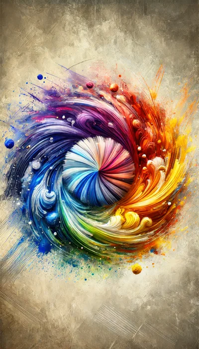 Abstract Colorful Swirling Paint Vortex Art