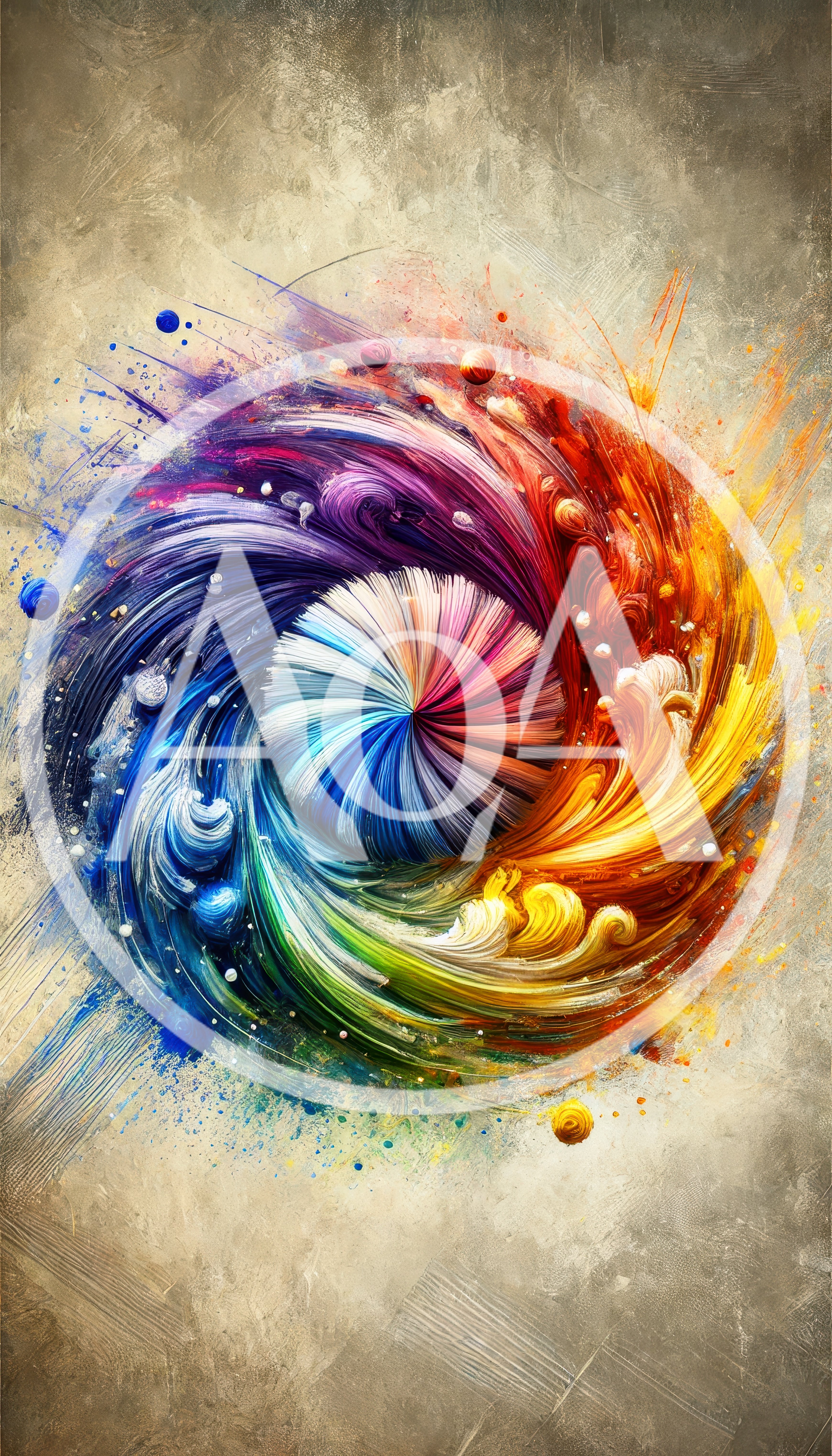 Abstract Colorful Swirling Paint Vortex Art