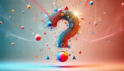 Abstract 3D Question Mark With Floating Geometric Shapes