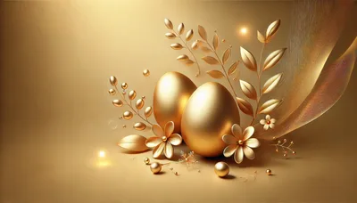 Golden Easter Eggs With Decorative Floral Elements